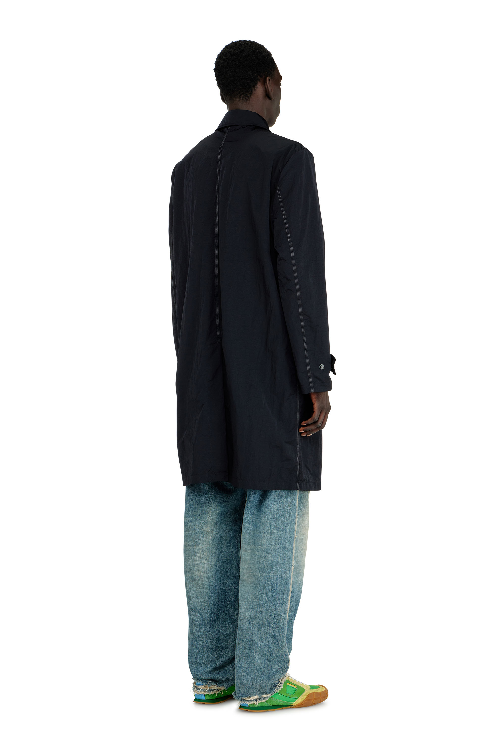 Diesel - J-BURHAT, Herren Nylonmantel mit gl&auml;nzendem Crinkle-Finish in Schwarz - 4
