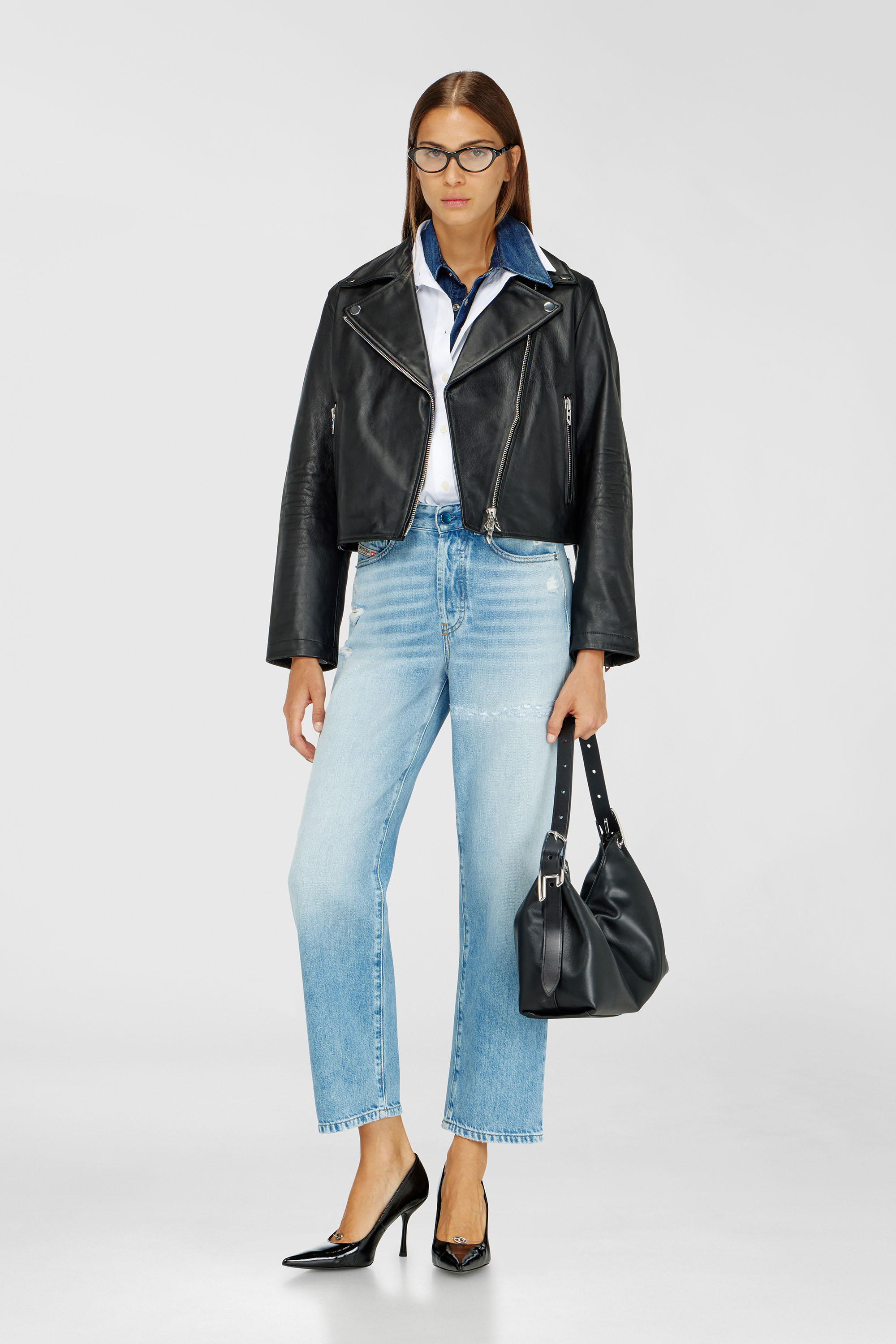 Diesel - L-UNATIC, Damen Bikerjacke aus gewachstem Leder in Schwarz - 2