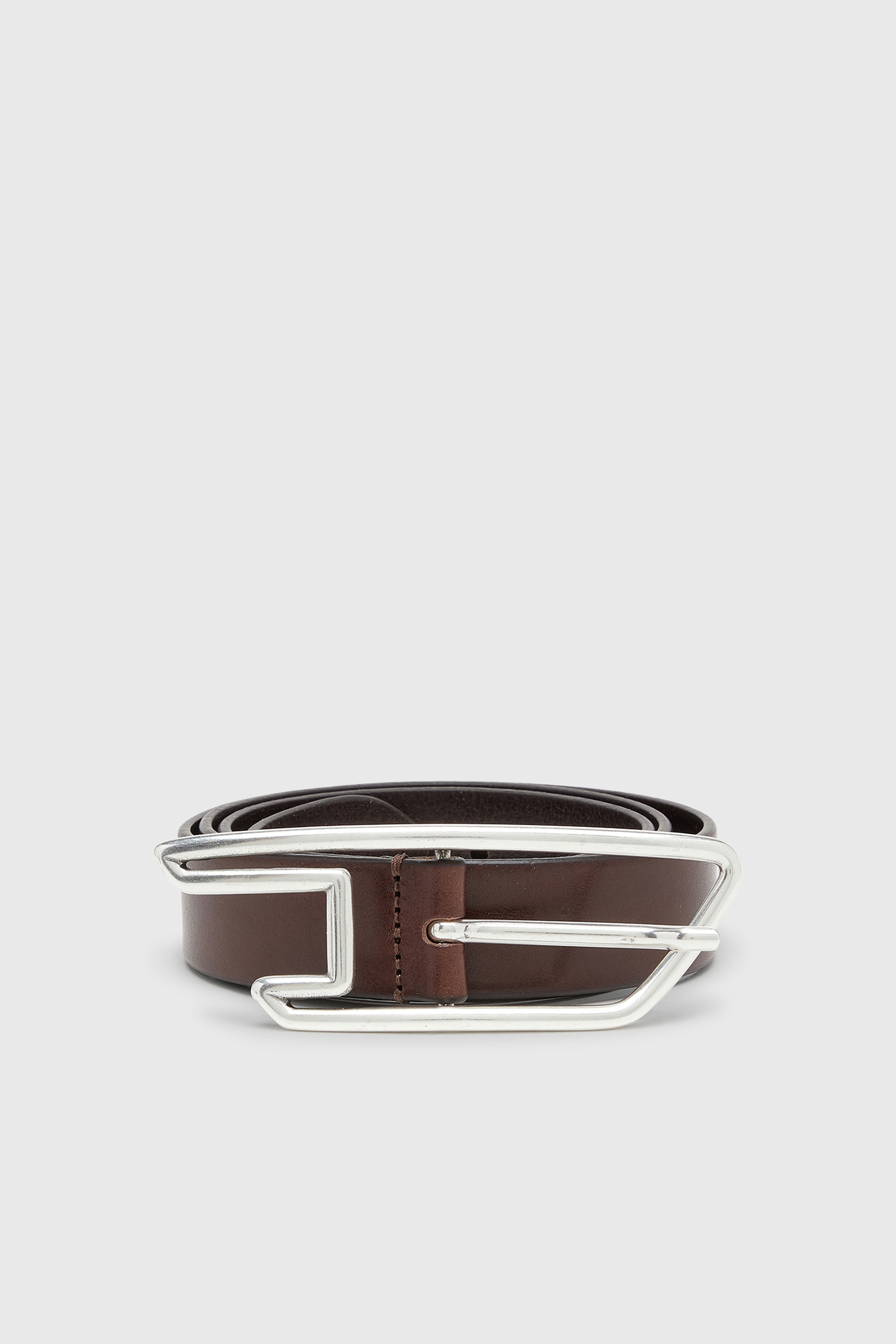 Diesel - B-D LINE 30, Unisex 3 cm breiter Lederg&uuml;rtel mit D-Logo-Schnalle in Braun - 1