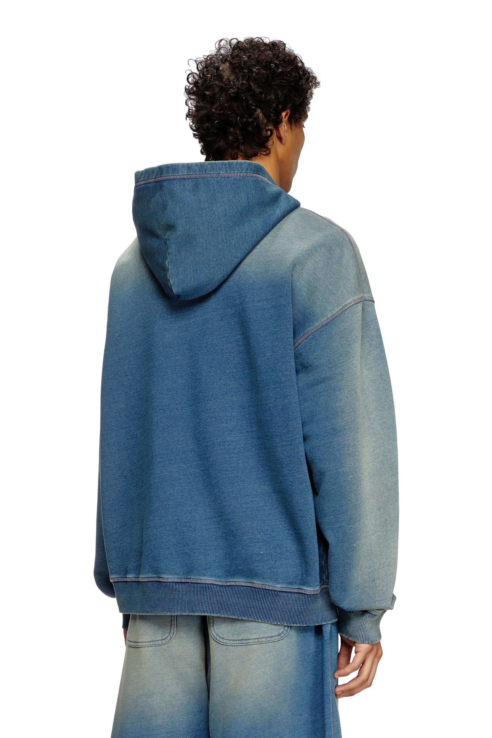 Diesel - S-BOXT-HOOD-R6, Herren Verblasster Hoodie mit Logo-Stickerei in Blau - 4