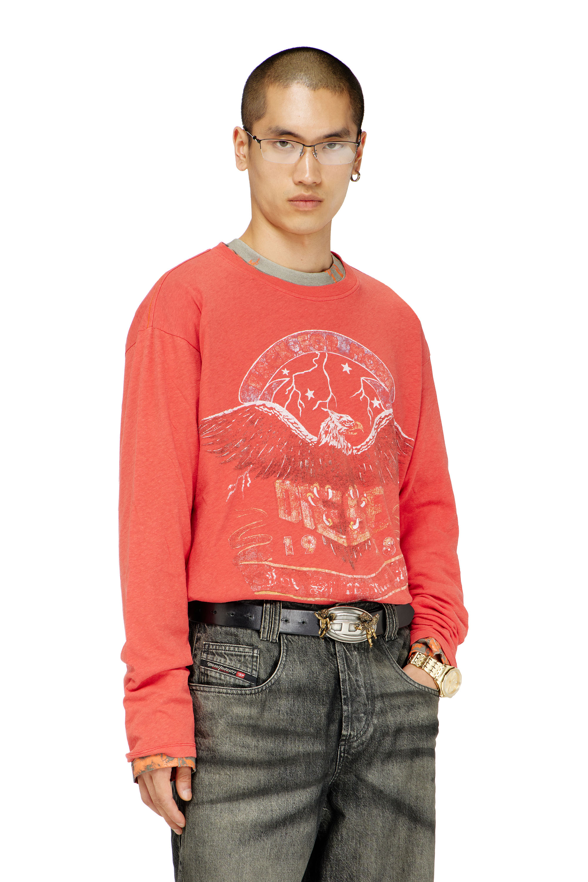 Diesel - T-GERI-LS, Herren Langarmshirt mit Konzertgrafik in null - 1
