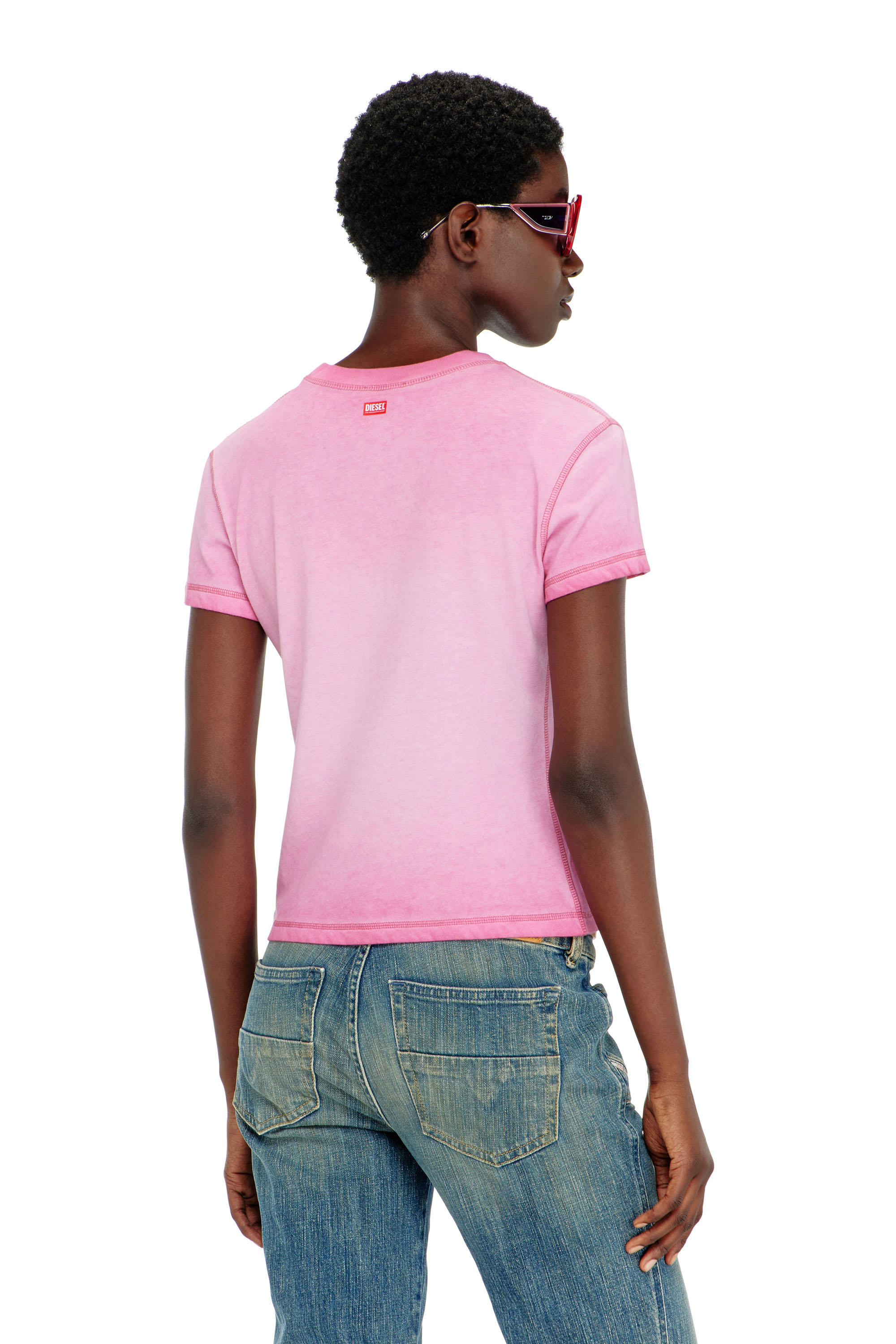 Diesel - T-ILA-AA7, Damen Slim T-shirt mit d&eacute;vor&eacute; Phoenix in Fuchsie - 4