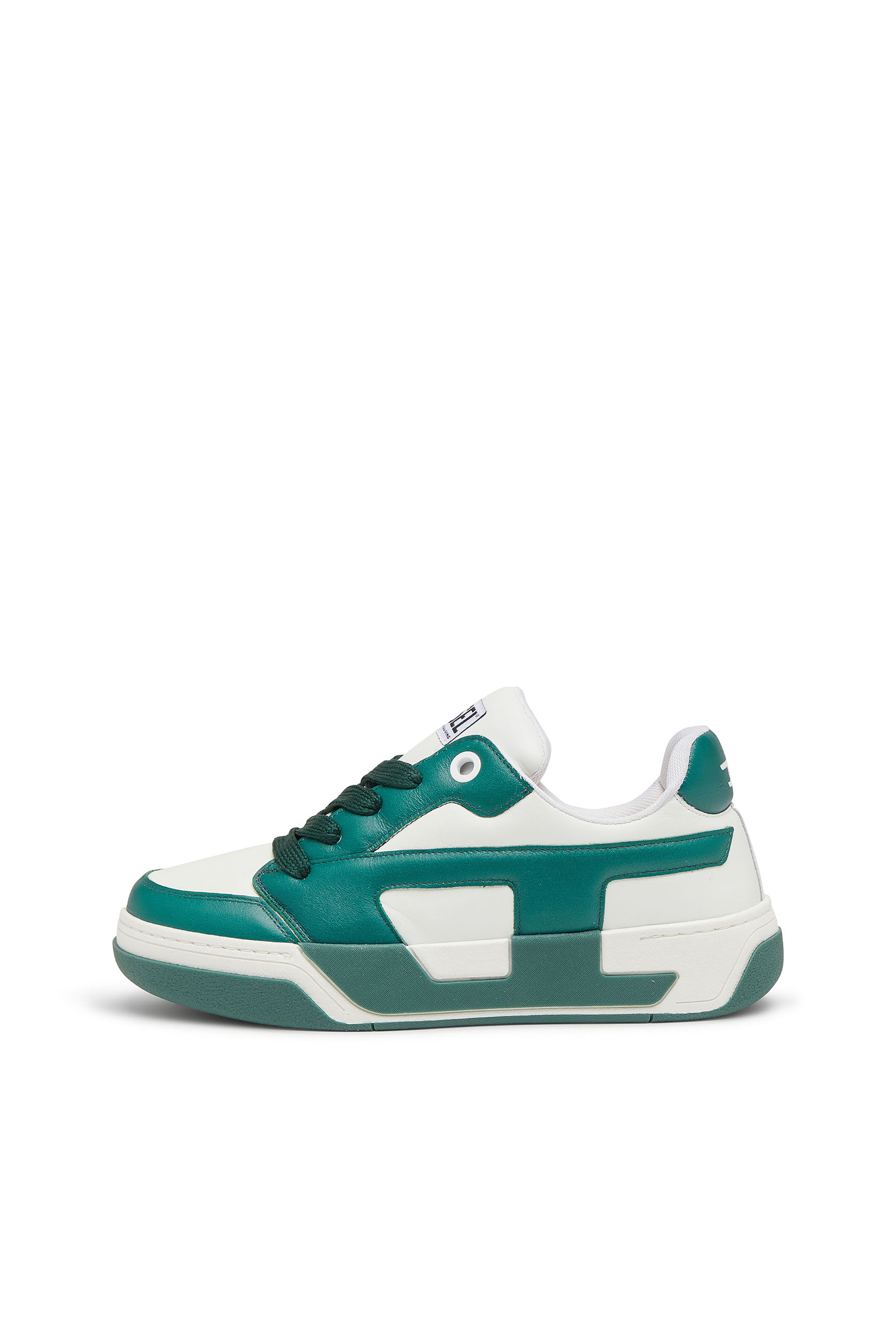 Diesel - S-D-OLLIE LOW, Herren D-Ollie-Sneakers aus Leder im Colour-Block-Design in Wei&szlig;/Gr&uuml;n - 2