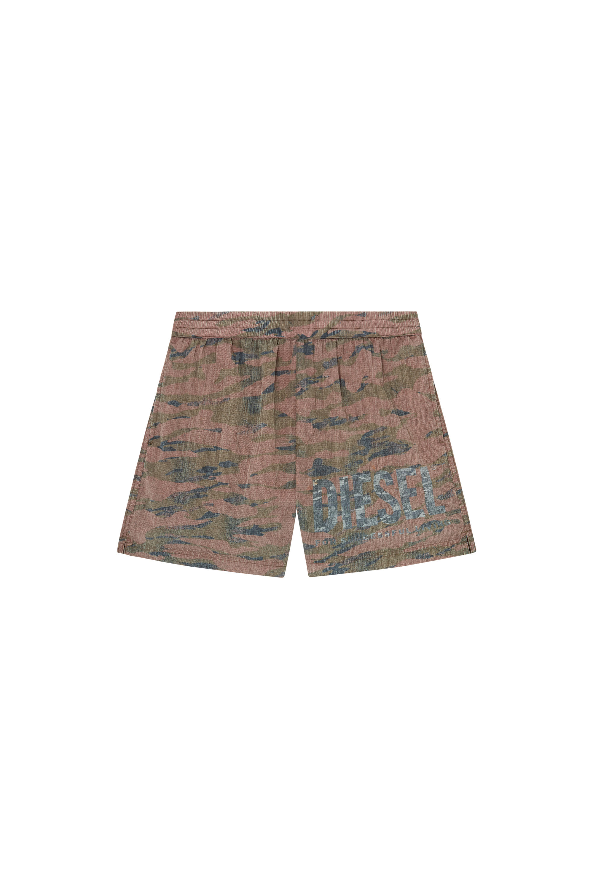 Diesel - RIO-41-UTLT, Herren Mittellange Badeshorts aus Camo-Ripstop in Braun - 4