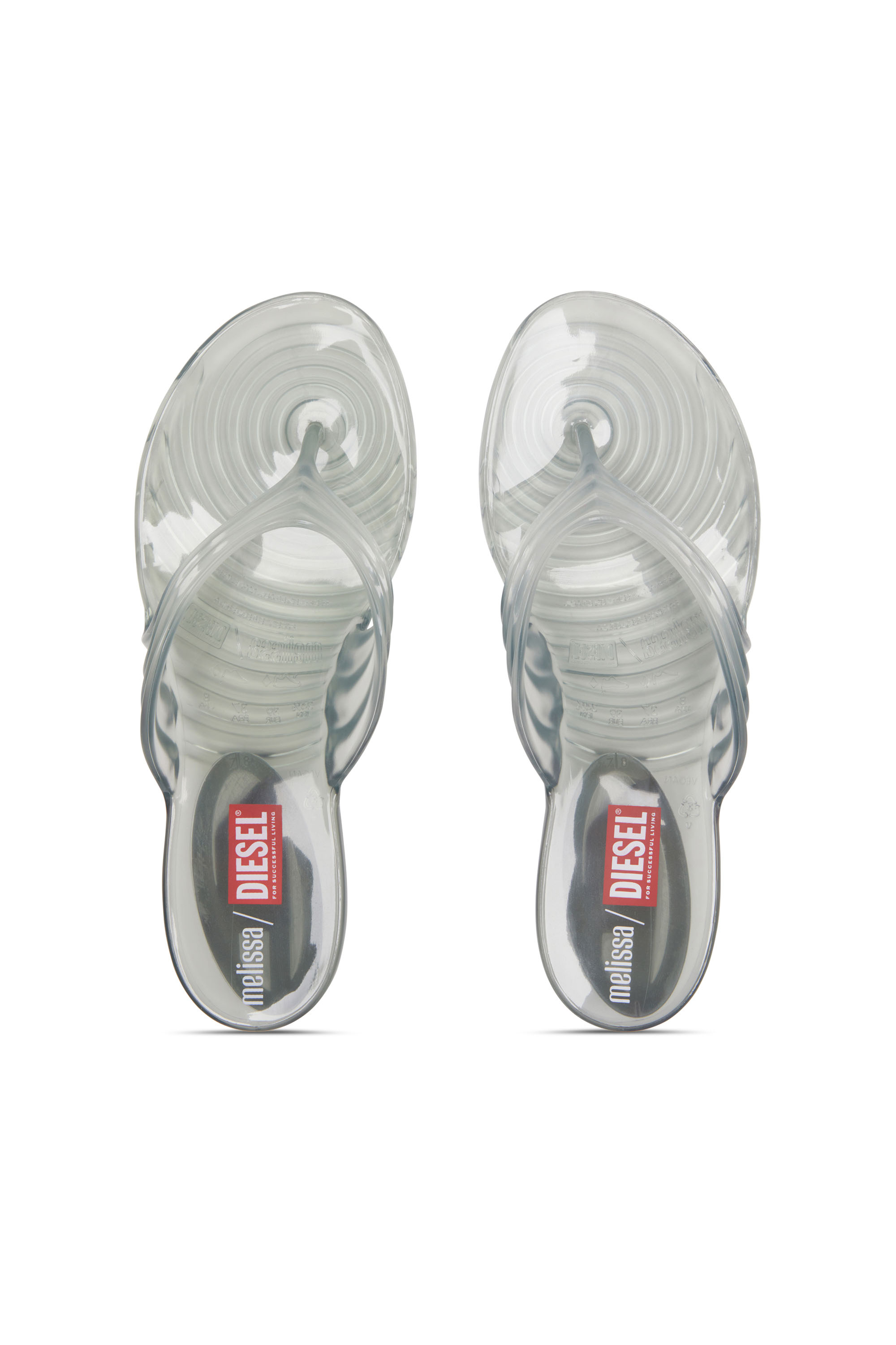 Diesel - MELISSA QUANTUM THONG, Damen K&uuml;nstlerisch gestaltete Flip-Flops aus Melflex&reg; in Hellgrau - 4