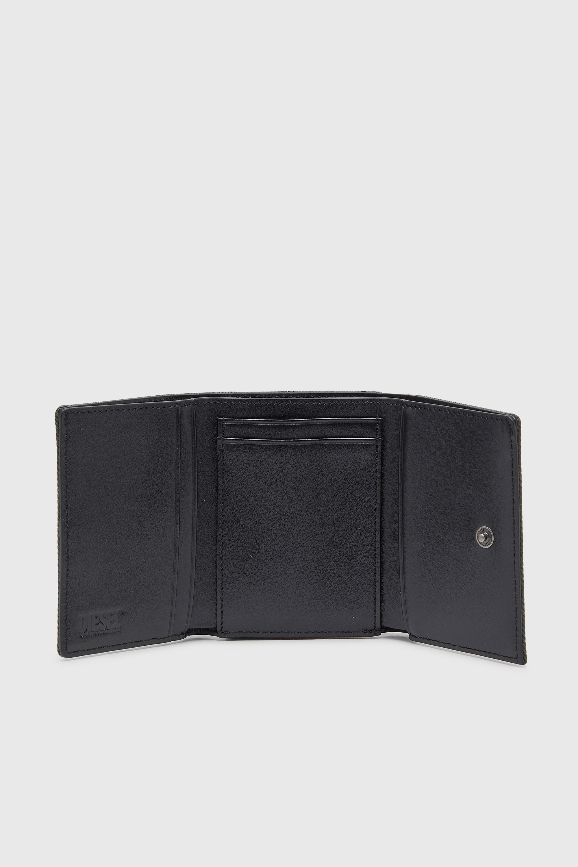 Diesel - D-PACK TRI FOLD COIN 3D, Herren M&uuml;nztasche mit gepr&auml;gtem patch in Gr&uuml;n - 3