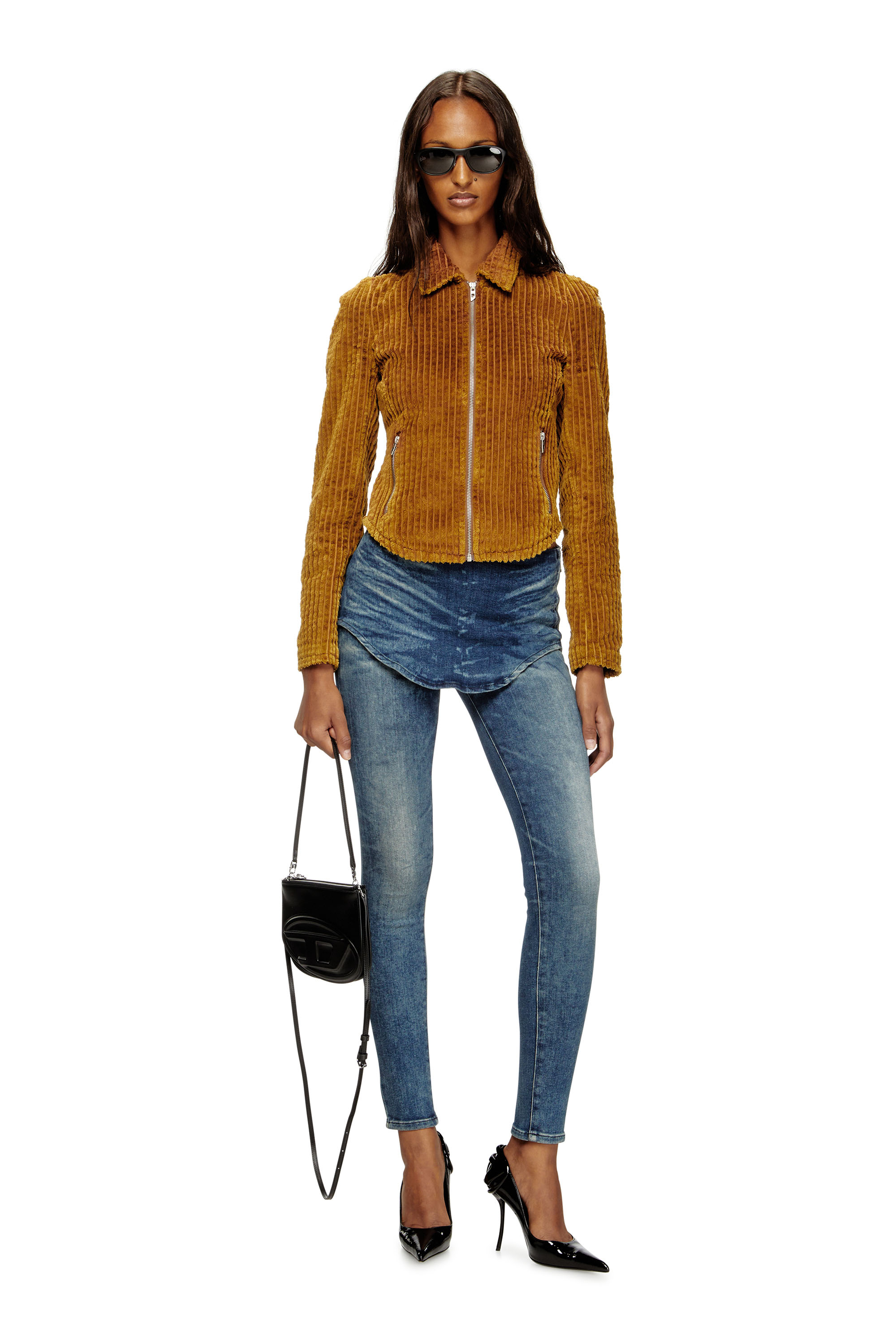 Diesel - G-ENEA, Damen Hemdjacke aus Baumwollcord in Braun - 2