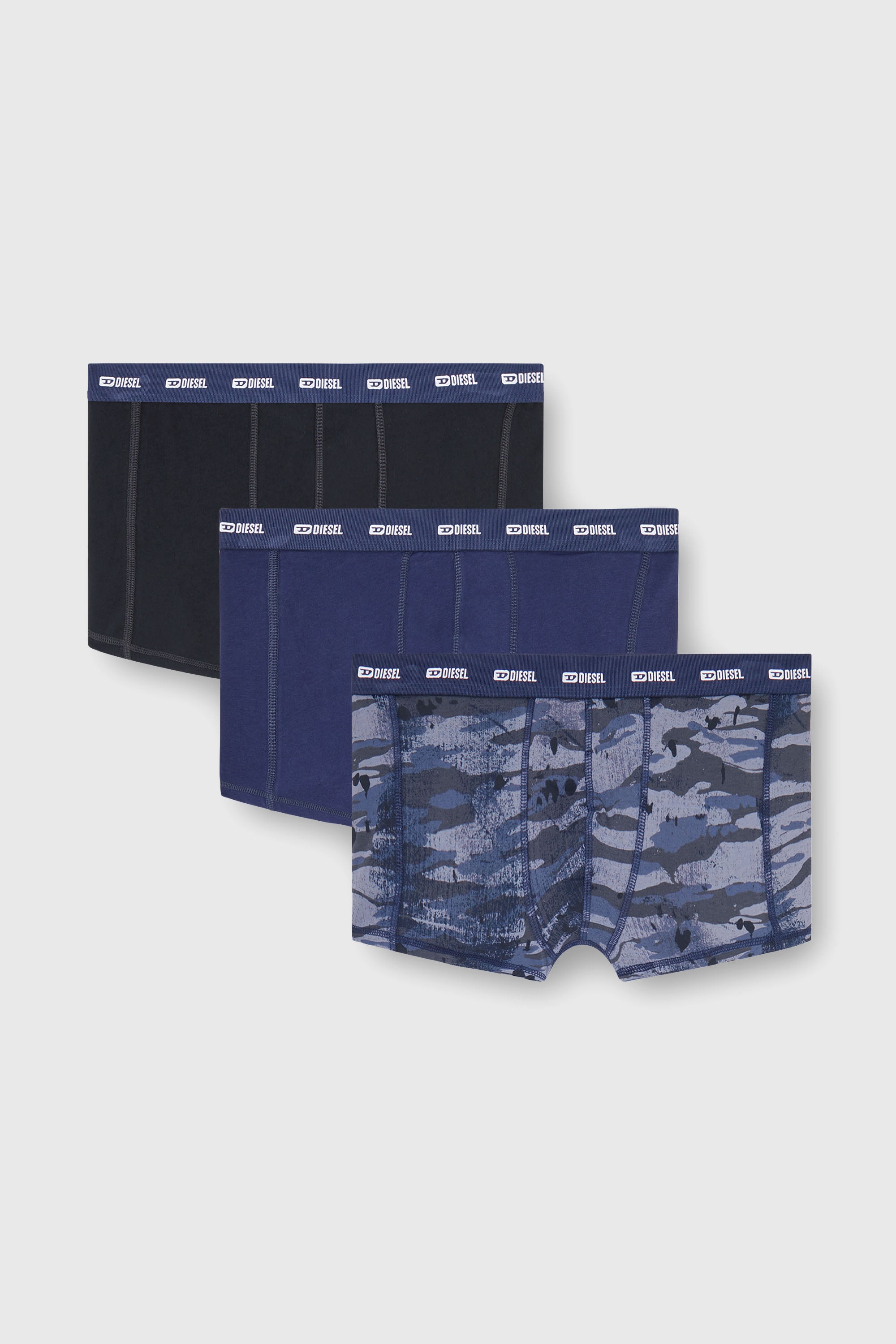 Diesel - DAMIEN-UTLT-3PACK, Herren Einfarbige und Camouflage Retropants im Dreierpack in Blau/Schwarz - 1