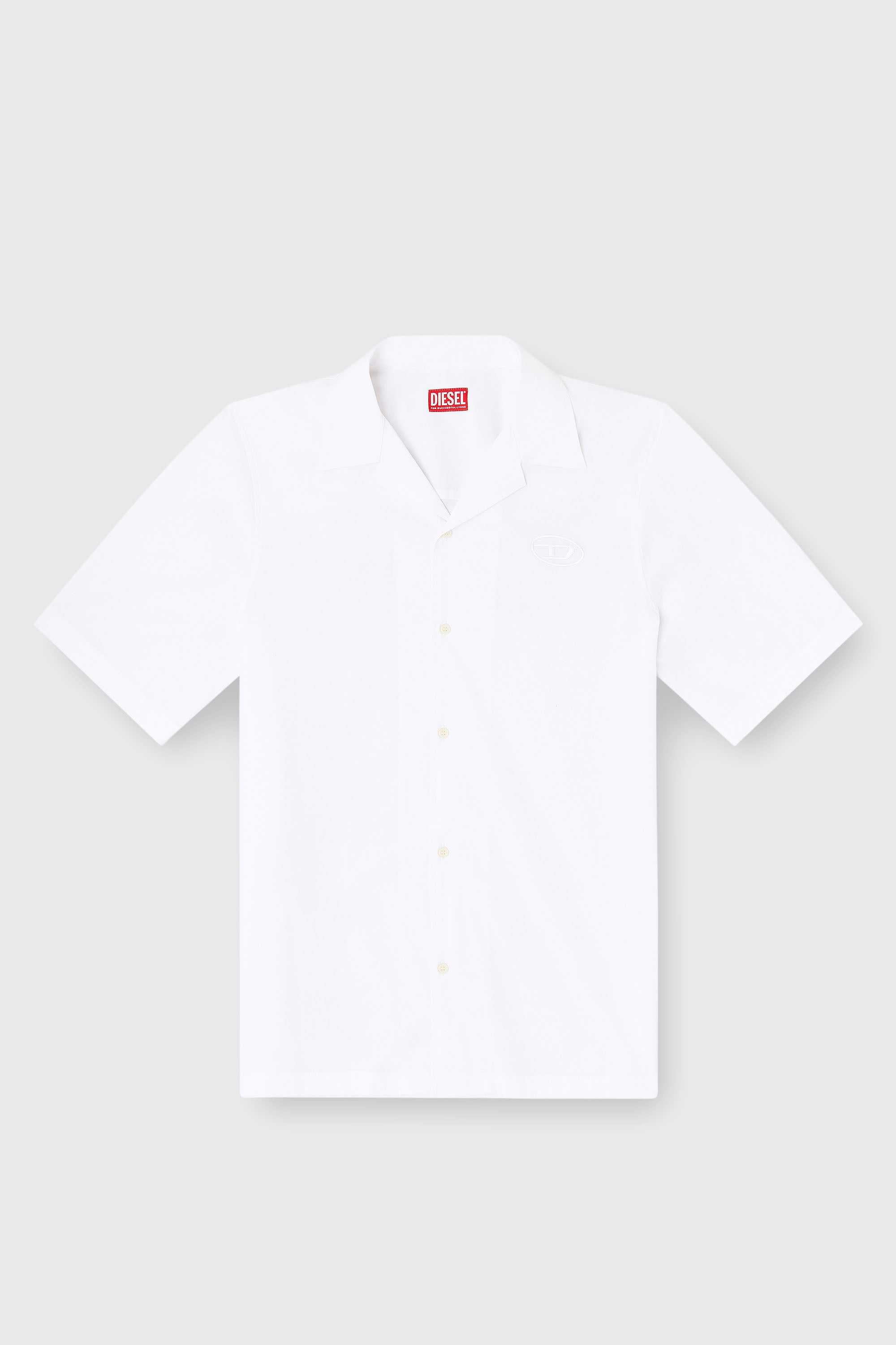 Diesel - S-MAC-GSBH, Herren Stretch-Popeline-Hemd mit Oval-D-Stickerei in Wei&szlig; - 2