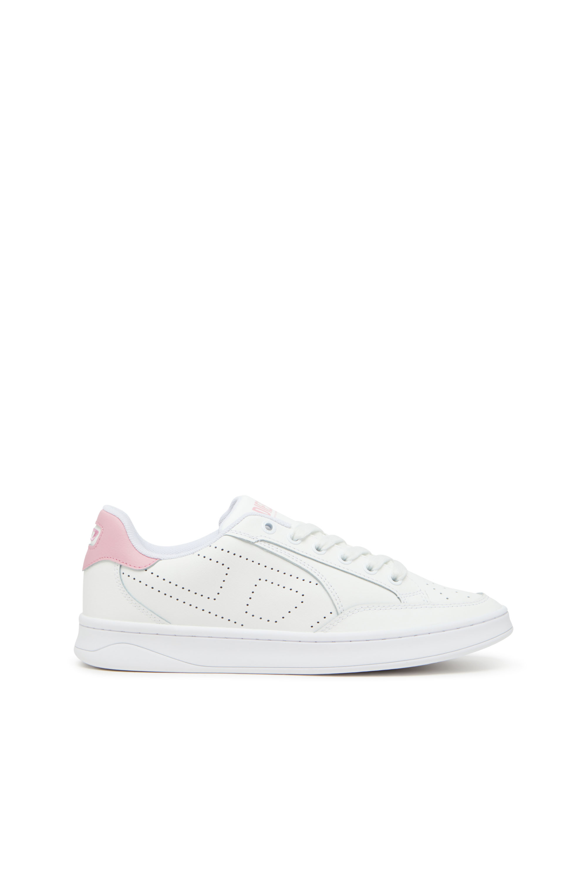 Diesel - S-DAKOTA LOW W, Damen Sneakers aus Leder mit perforiertem Logo in Weiss/Rosa - 1