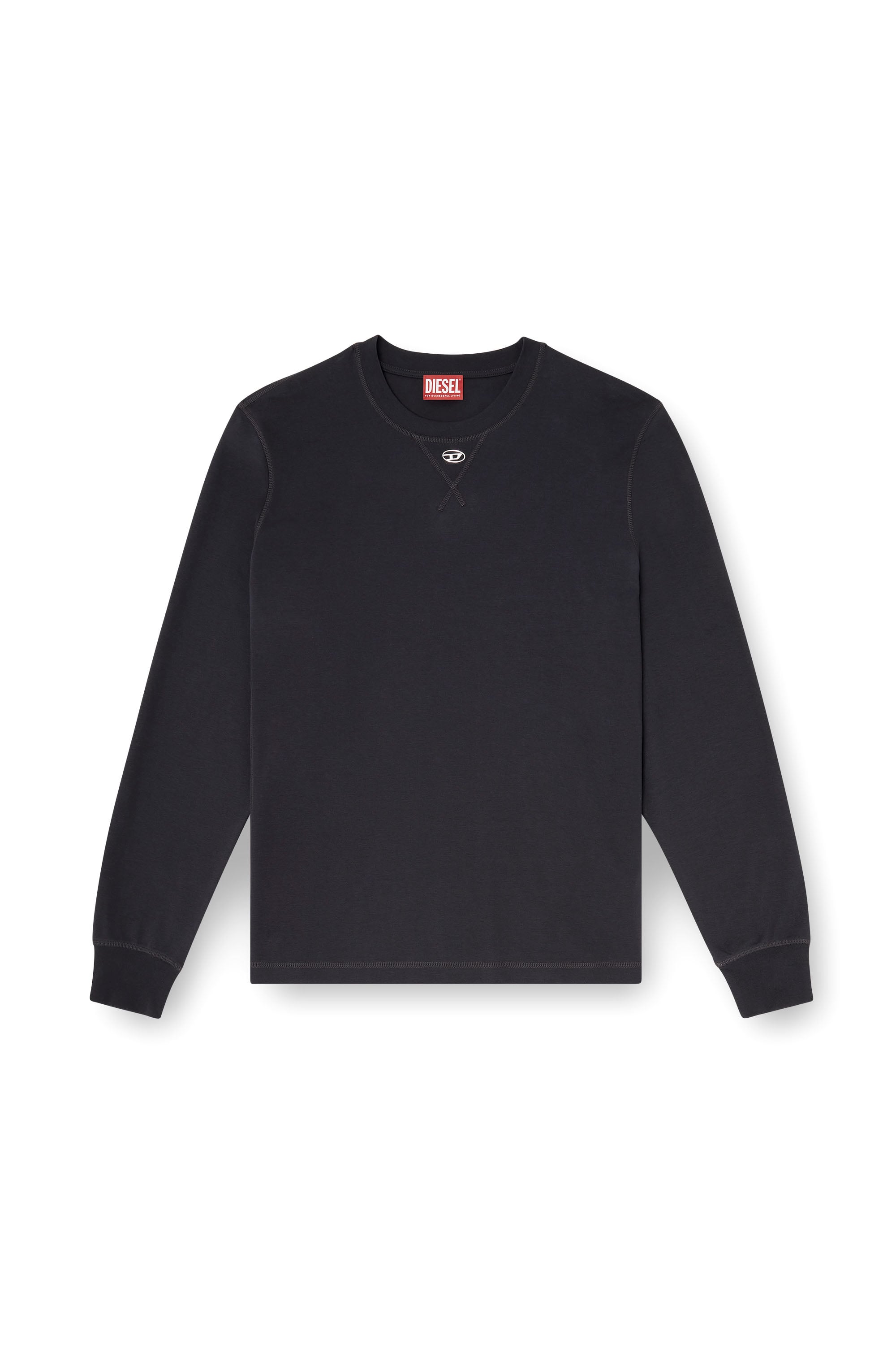 Diesel - T-MADJUST-LS-TR, Herren Baumwoll-Langarmshirt mit Oval D in Dunkelgrau - 3