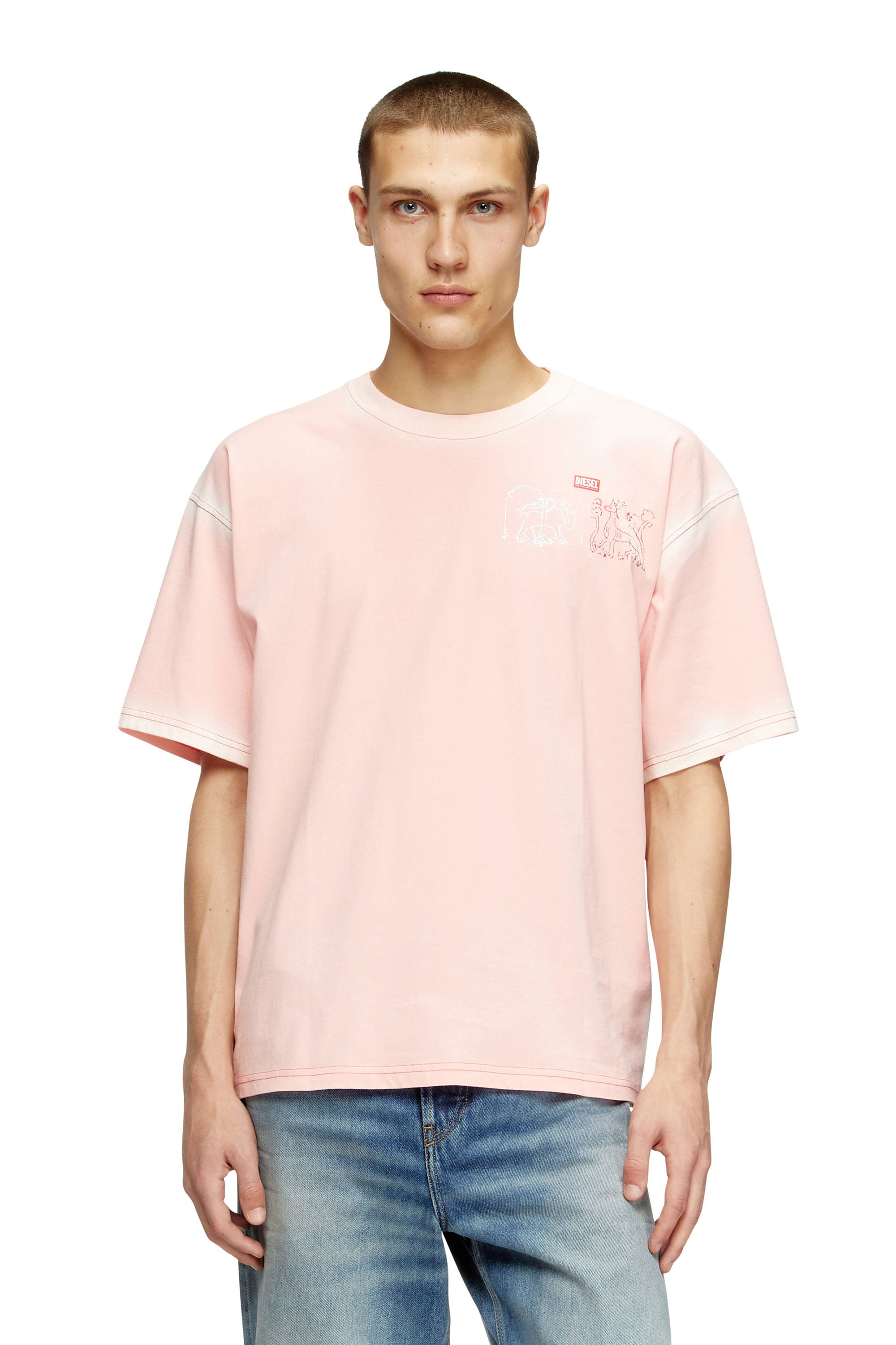 Diesel - T-BOXT-T10, Herren T-Shirt mit Schwert-Print in Rosa - 3