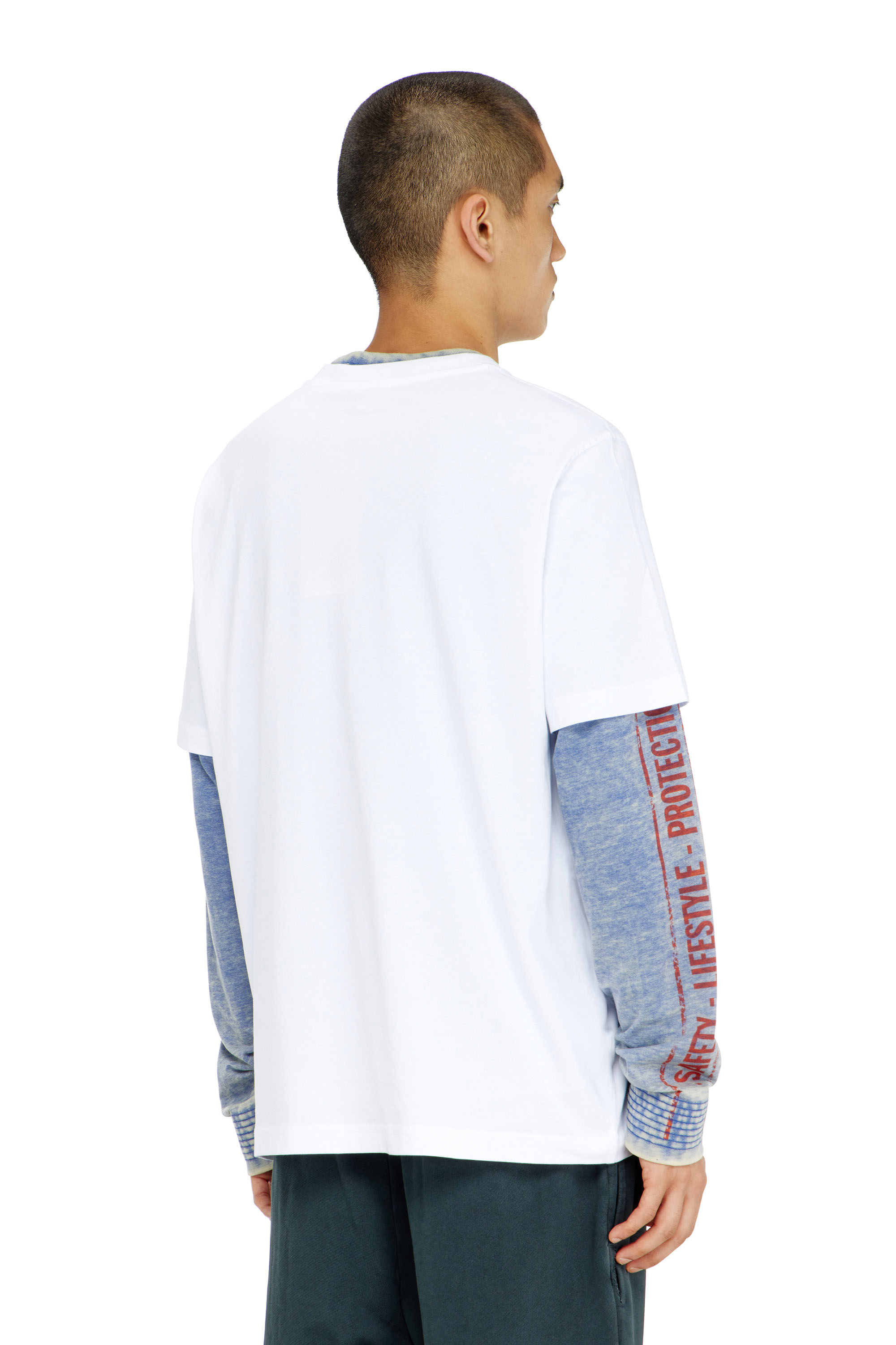 Diesel - T-ADJUST-AA8, Herren Baumwoll-T-Shirt mit Logo-Motiv auf der Brust in Wei&szlig; - 4
