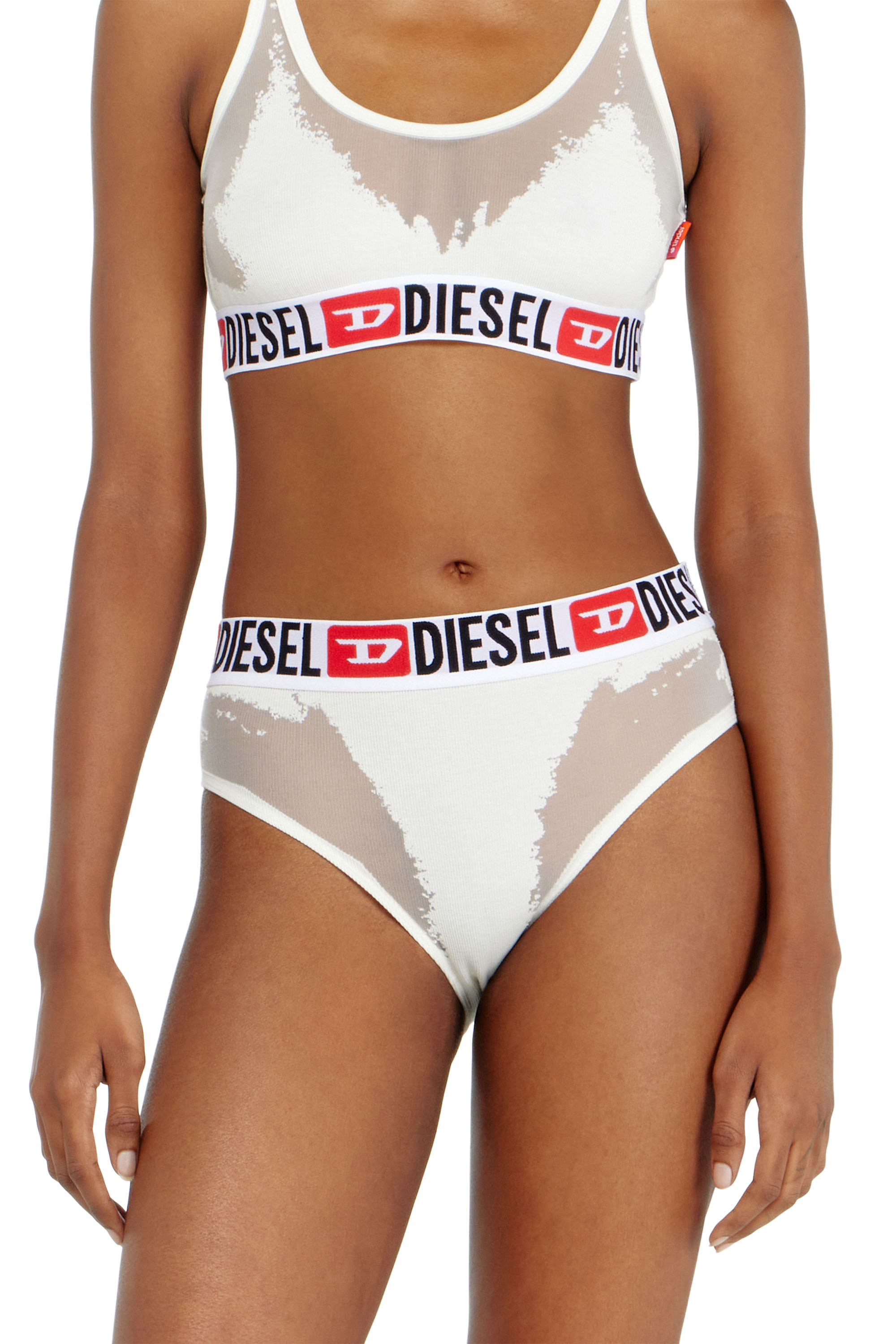 Diesel - PR-SAM-D-CORE, Damen Slips mit transparentem Devor&eacute;-Effekt in Wei&szlig; - 2