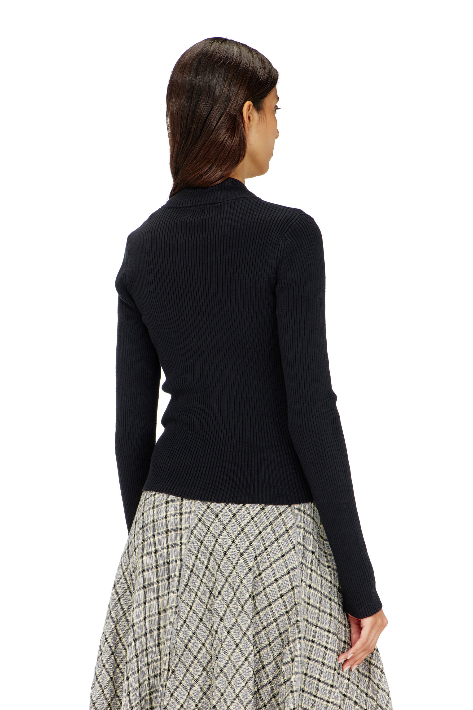 Diesel - M-MELISSA, Damen Geripptes Cardigan mit Cargotaschen in Schwarz - 4
