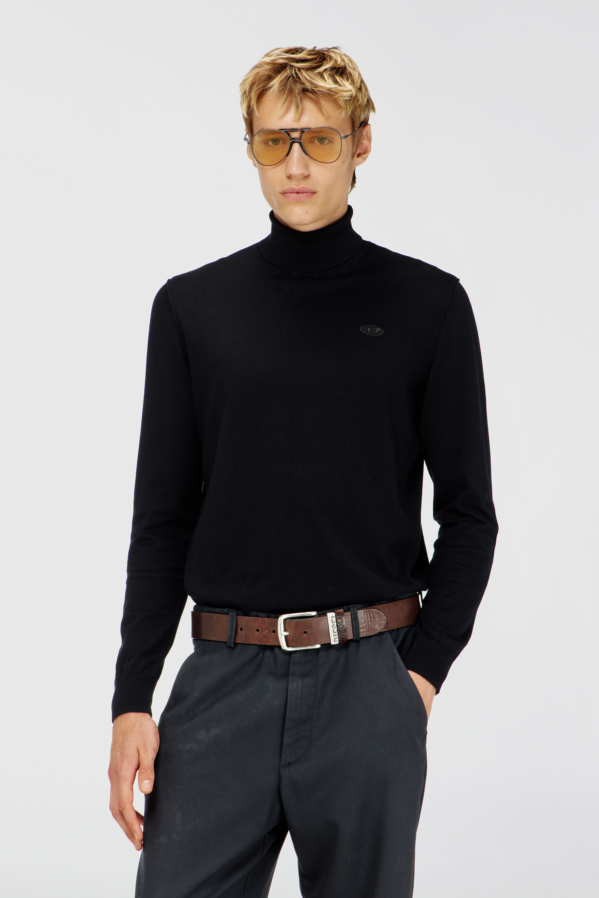 Diesel - K-FREEX-LUP-TAG-T92, Herren Rollkragenpullover aus Baumwolle mit Oval D Logo-Patch in Schwarz - 3
