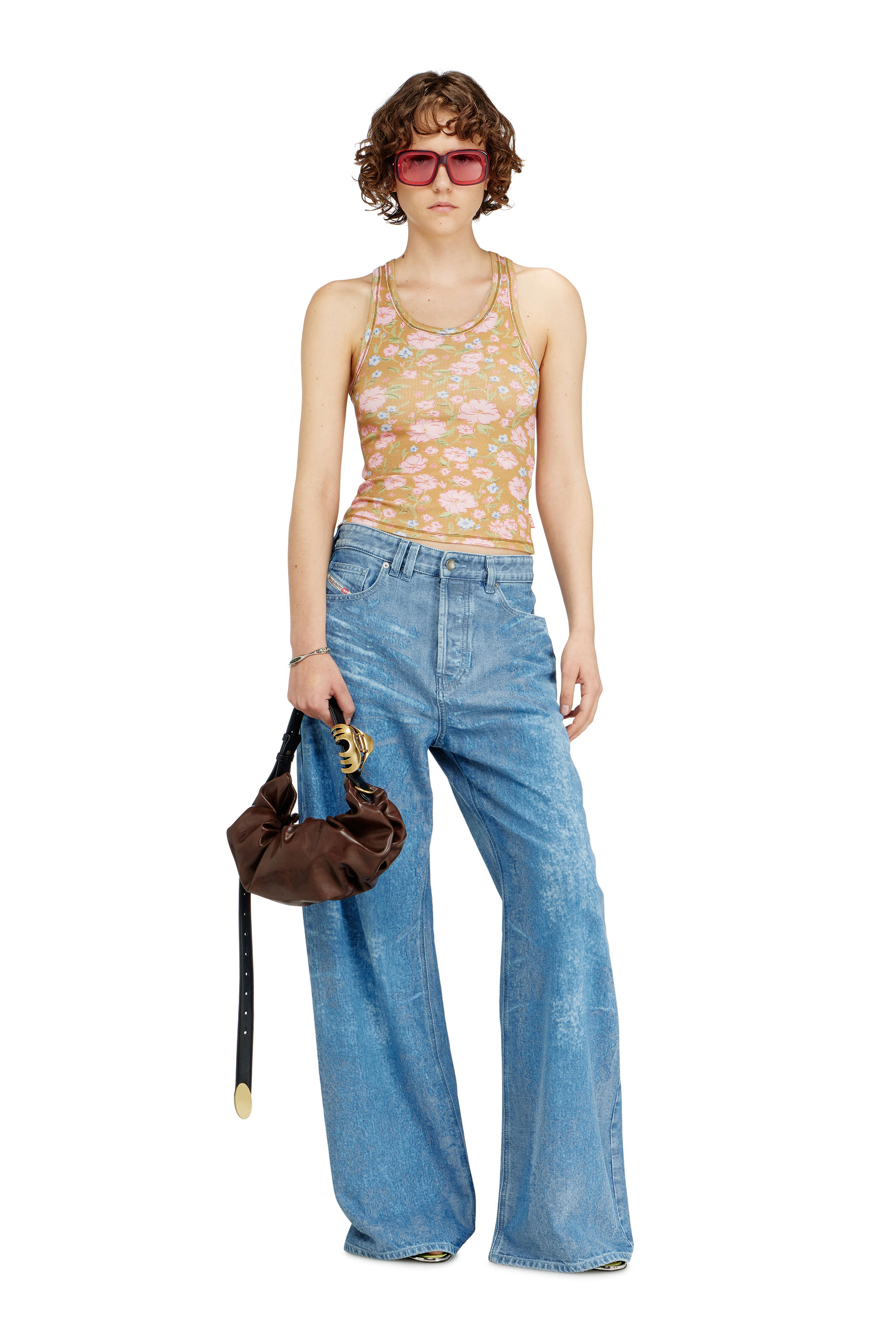 Diesel - GRAB-D HOBO S, Damen Grab-D-Gl&auml;nzende Hobo-Tasche mit G&uuml;rtelriemen in Dunkelbraun - 3