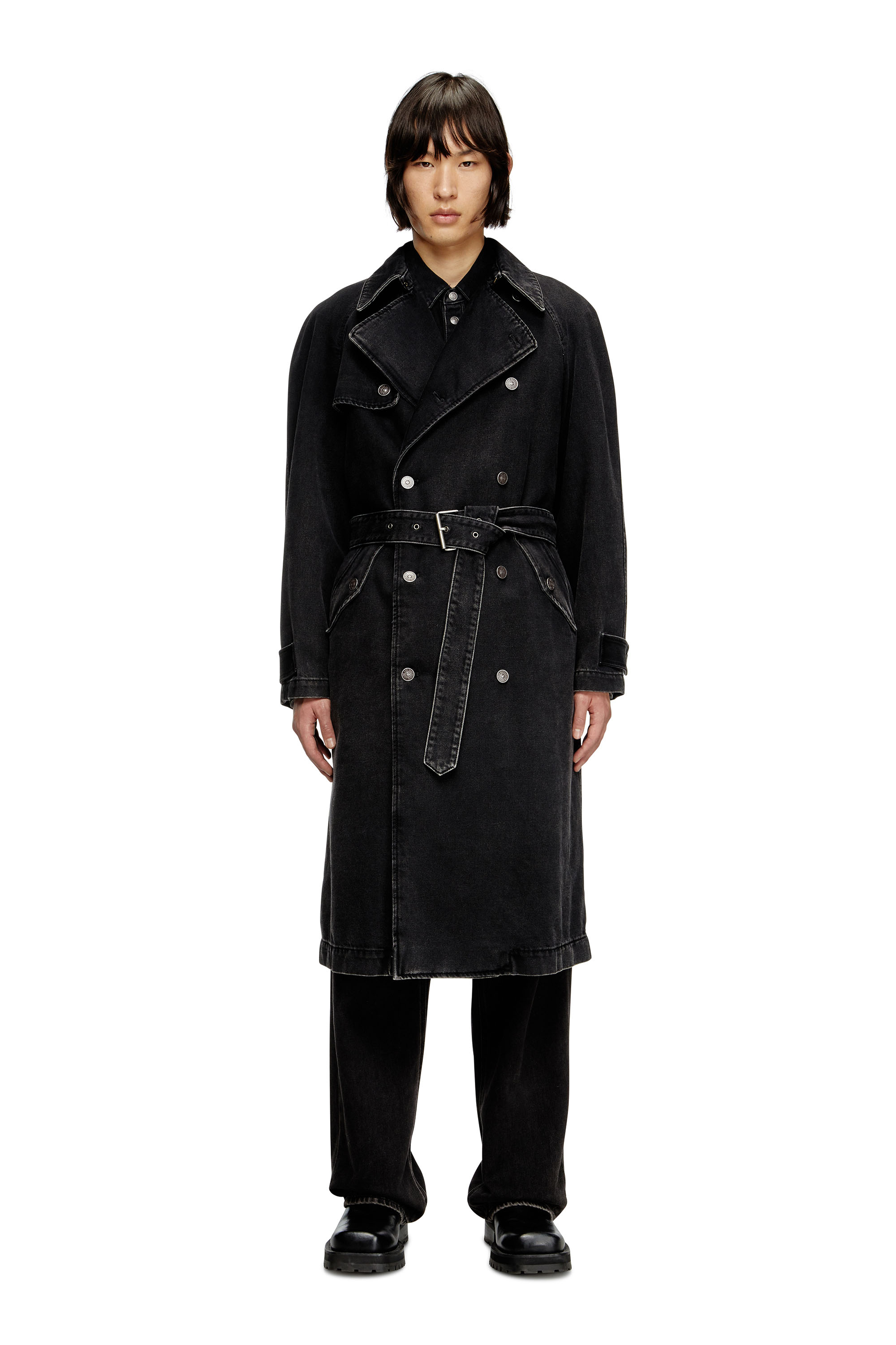 Diesel - D-DELIRIOUS-D, Herren Trenchcoat aus Denim in cleaner Waschung in Schwarz - 1