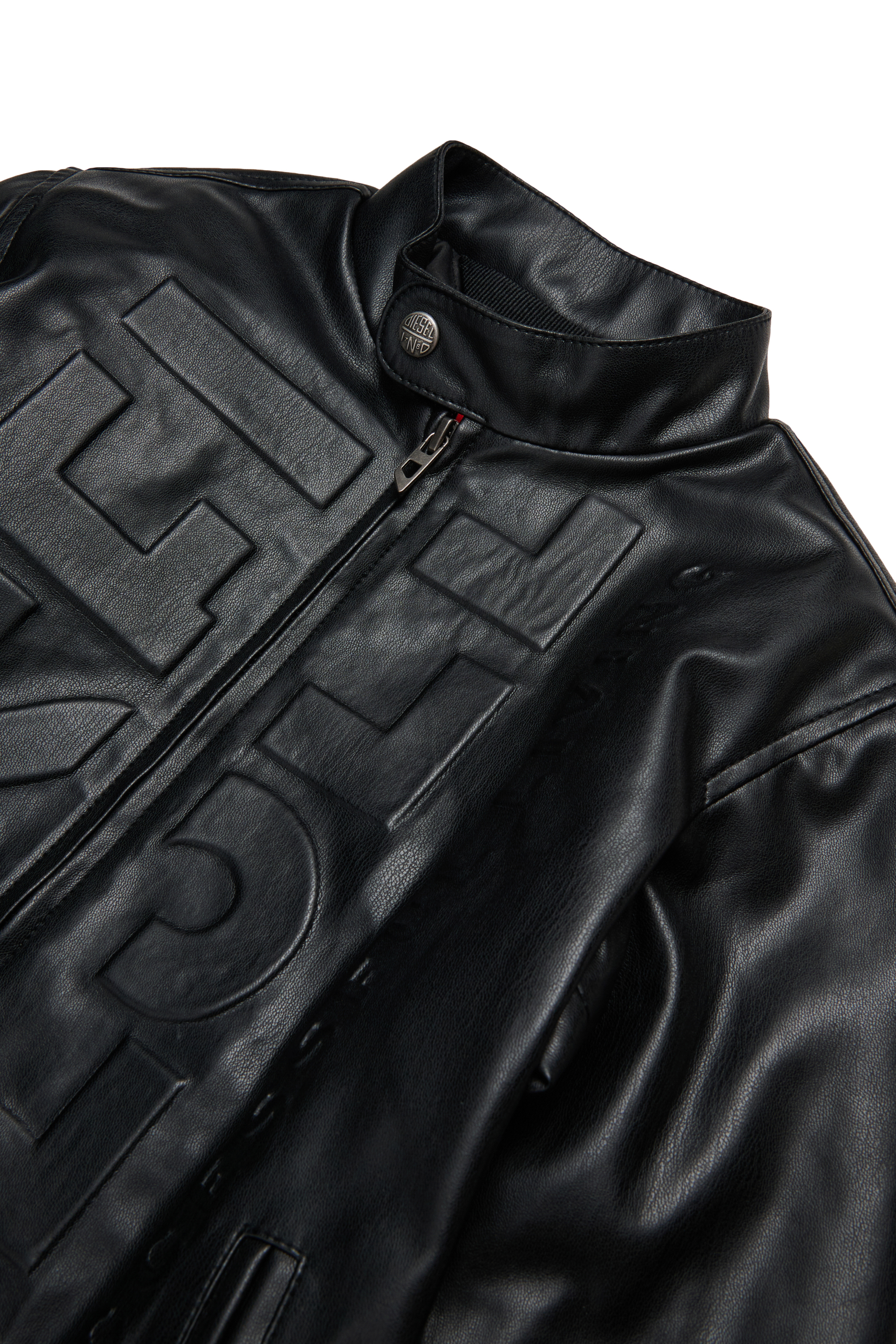 Diesel - JLMETVERT, Herren Jacke aus Kunstleder mit Logo in Schwarz - 3