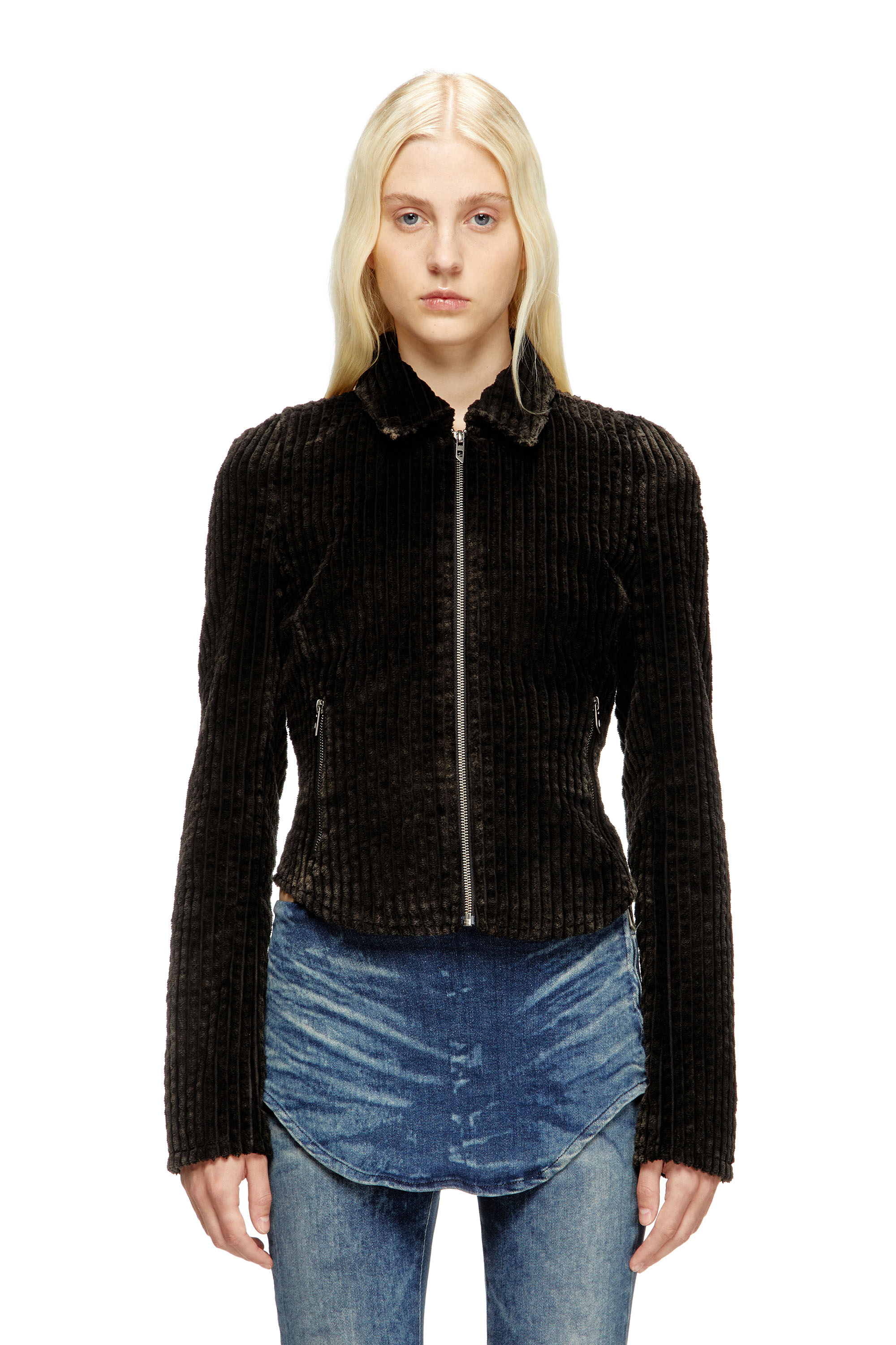 Diesel - G-ENEA, Damen Hemdjacke aus Baumwollcord in Braun - 1