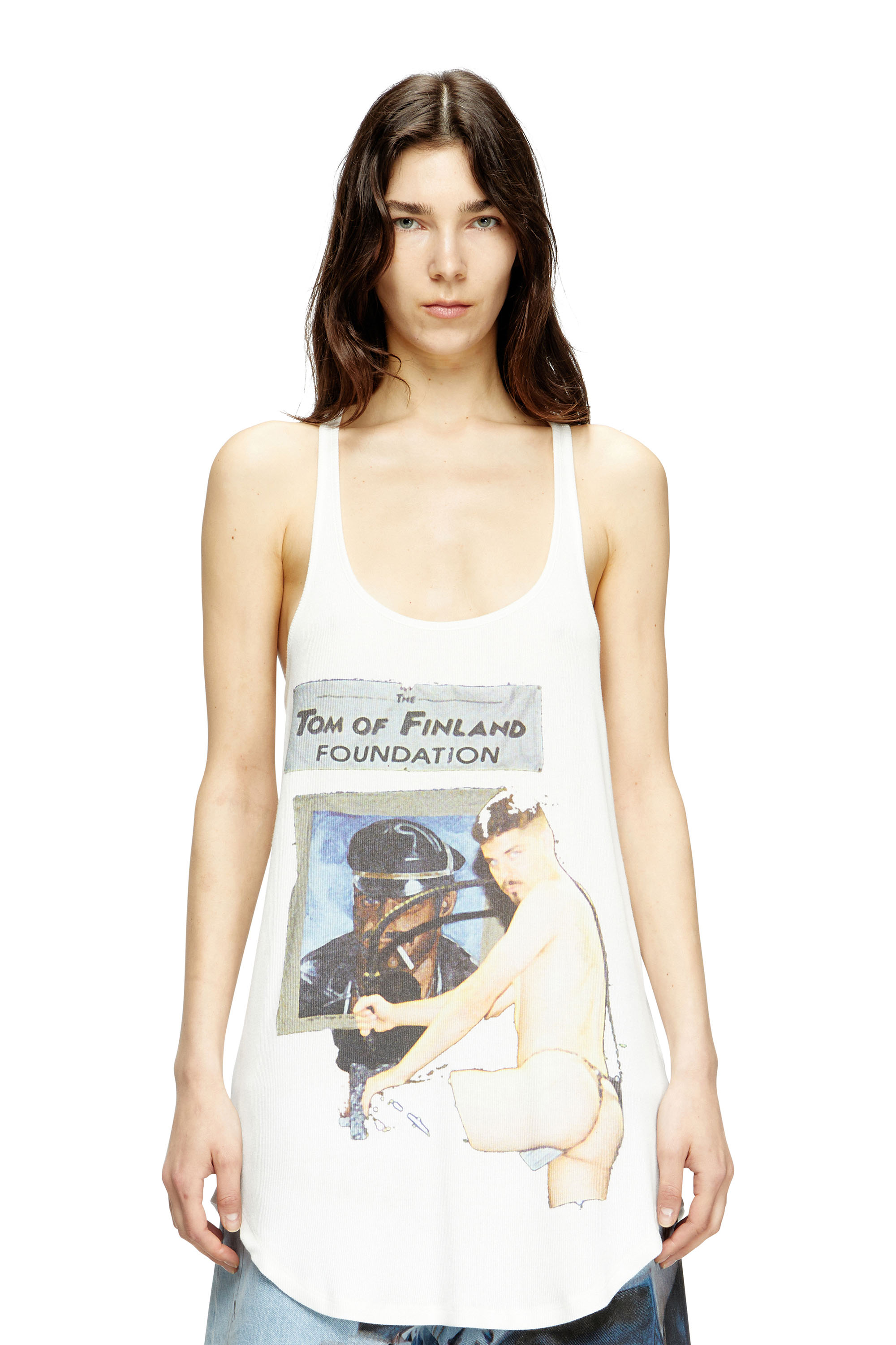 Diesel - PR-T-SHANRY-TOM25, Unisex Tank-Top mit Grafik-Print in Weiß - 1