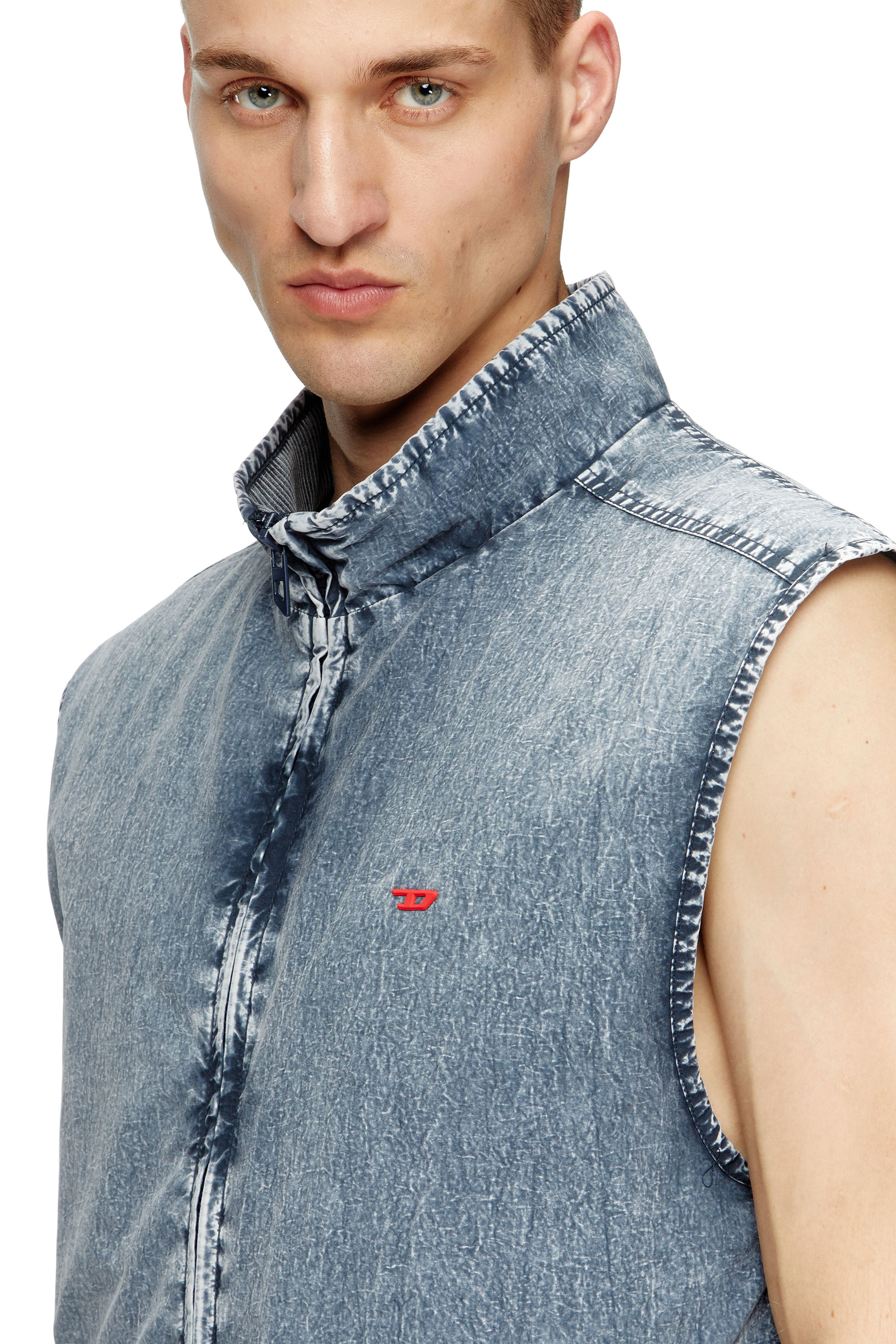 Diesel - J-ERB, Herren Weste aus recyceltem Nylon-Taslan in Mittelblau - 5