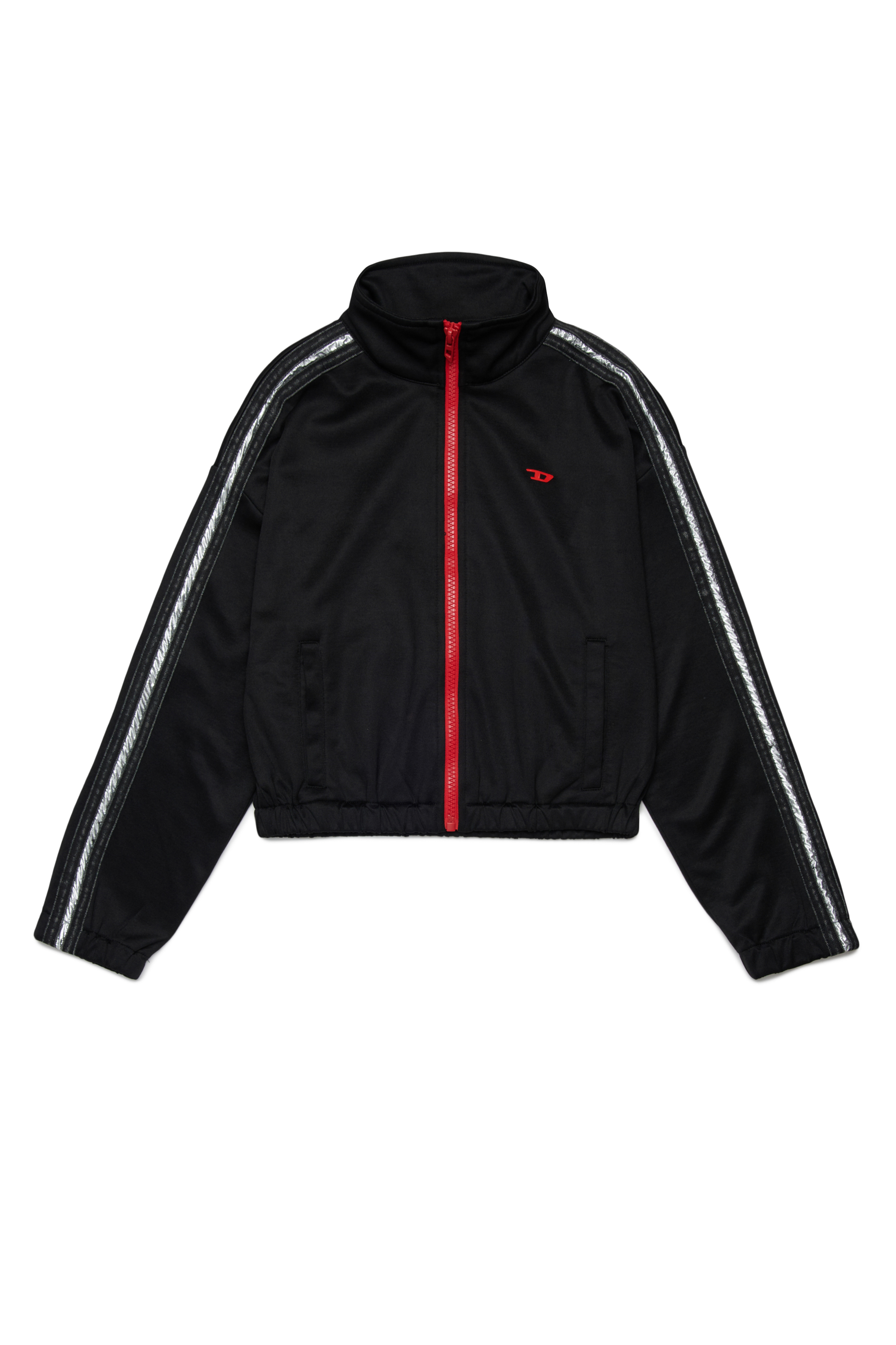 Diesel - STREET, Damen Crop-Sweatshirt mit Kontrastrei&szlig;verschluss in Schwarz - 1