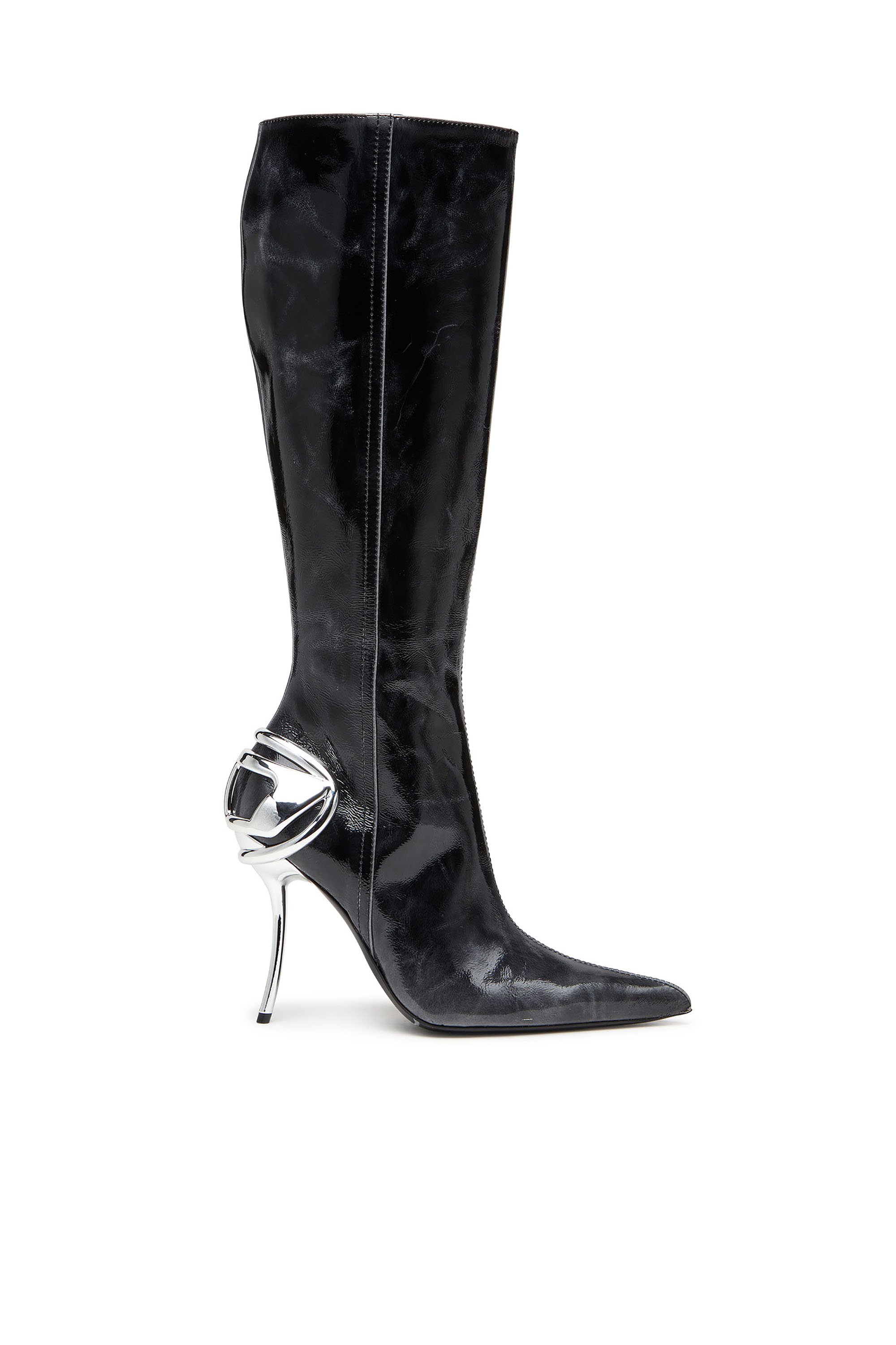 Diesel - D-TEN&HALF HB, Damen D-Ten&Half - Kniehohe Lederstiefel in Schwarz - 1