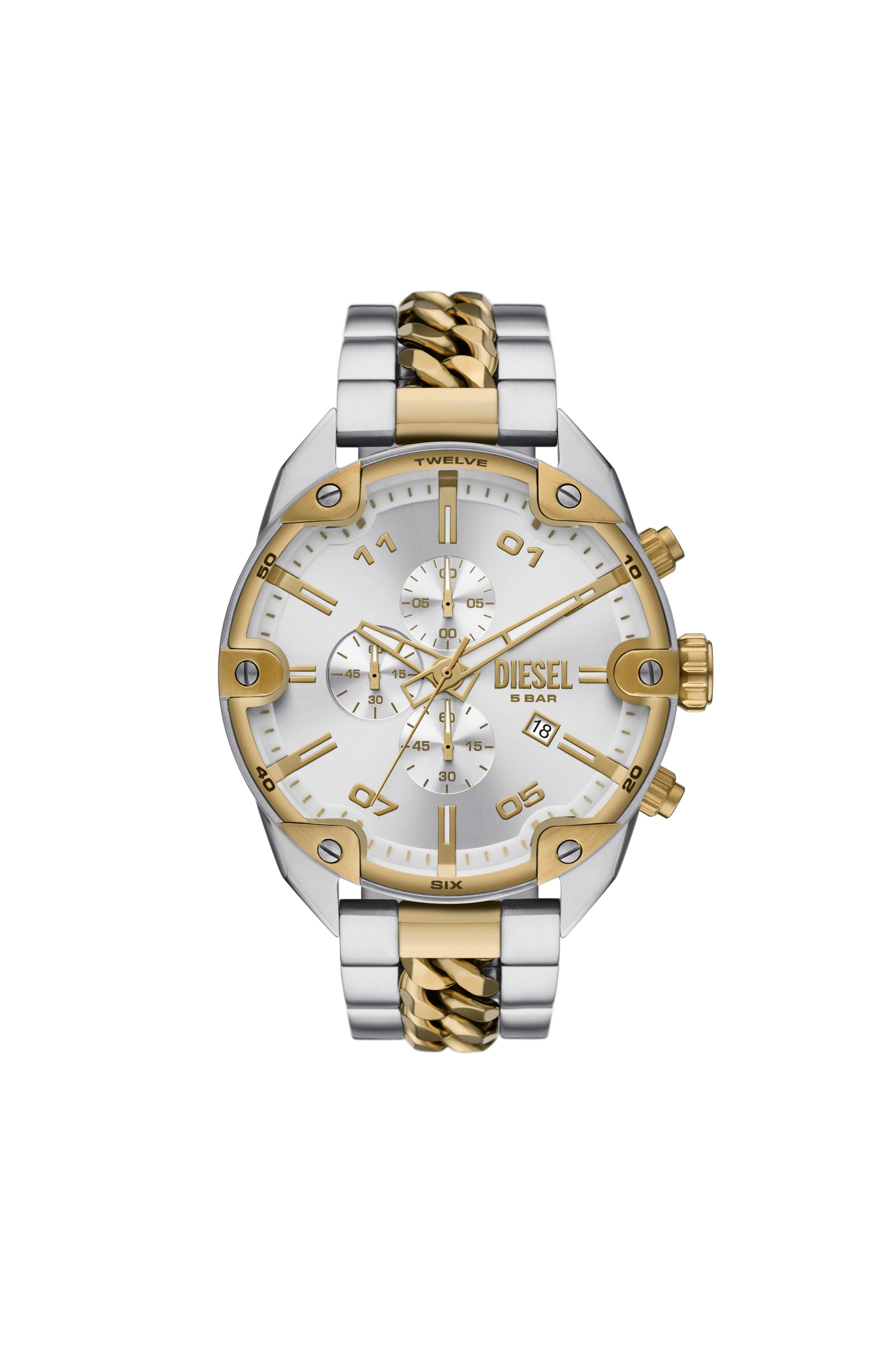 Diesel - DZ4629, Herren Spiked Chronograph Edelstahl in Silber - 1