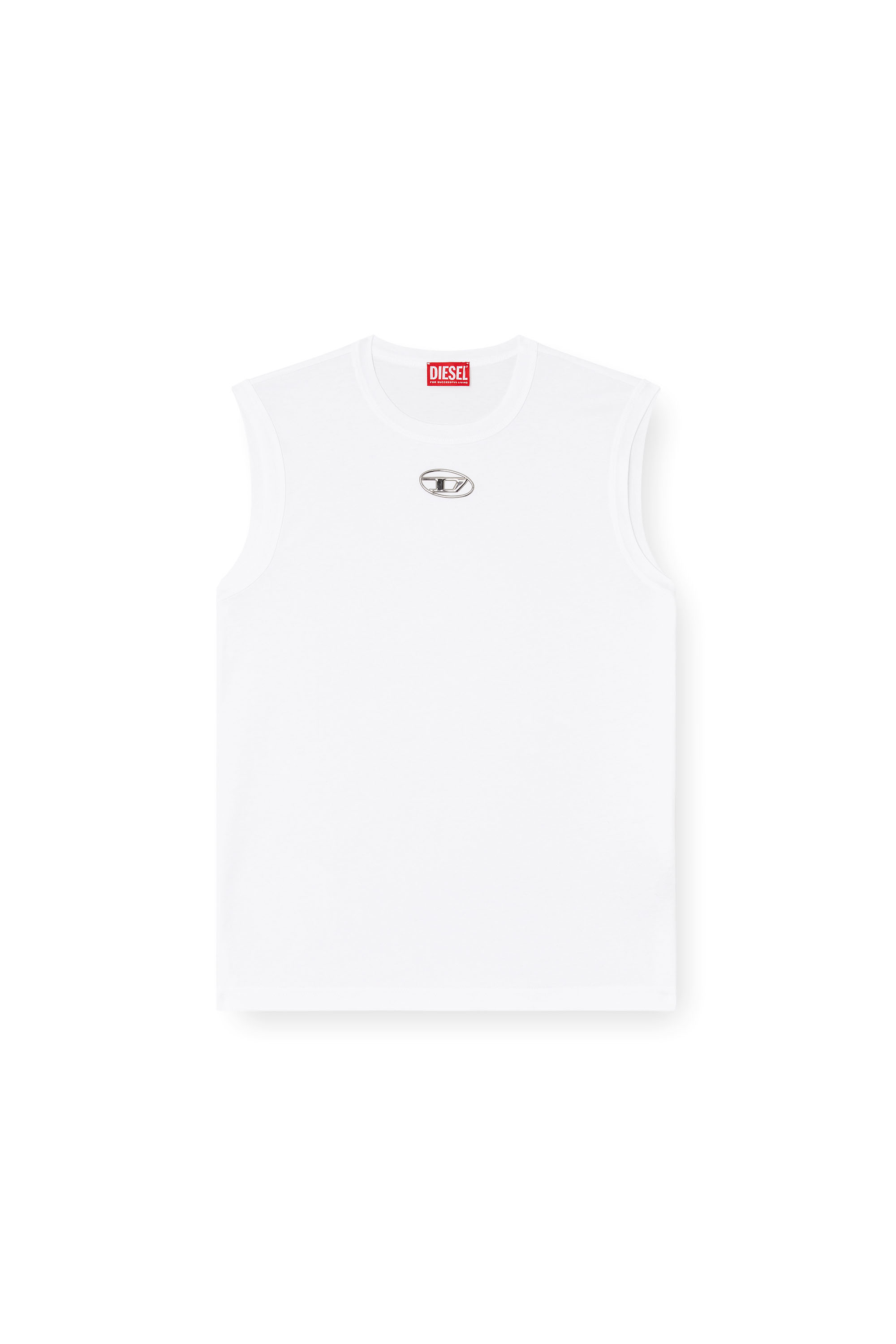 Diesel - T-BISCO-OD, Herren Tanktop mit Metallic-Oval D in Wei&szlig; - 2