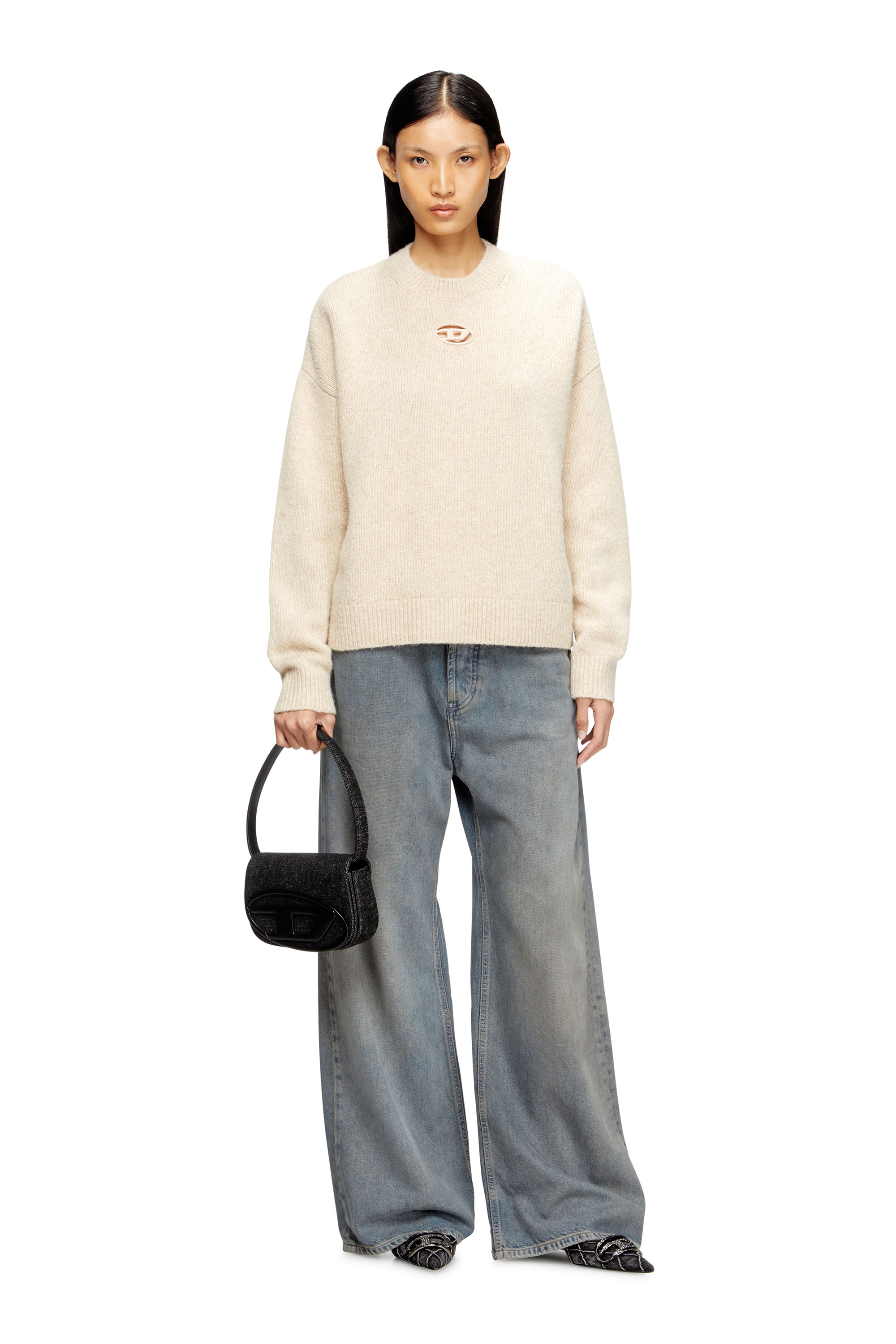 Diesel - M-AREETA, Damen Pullover aus Woll- und Alpakamischung in Beige - 2