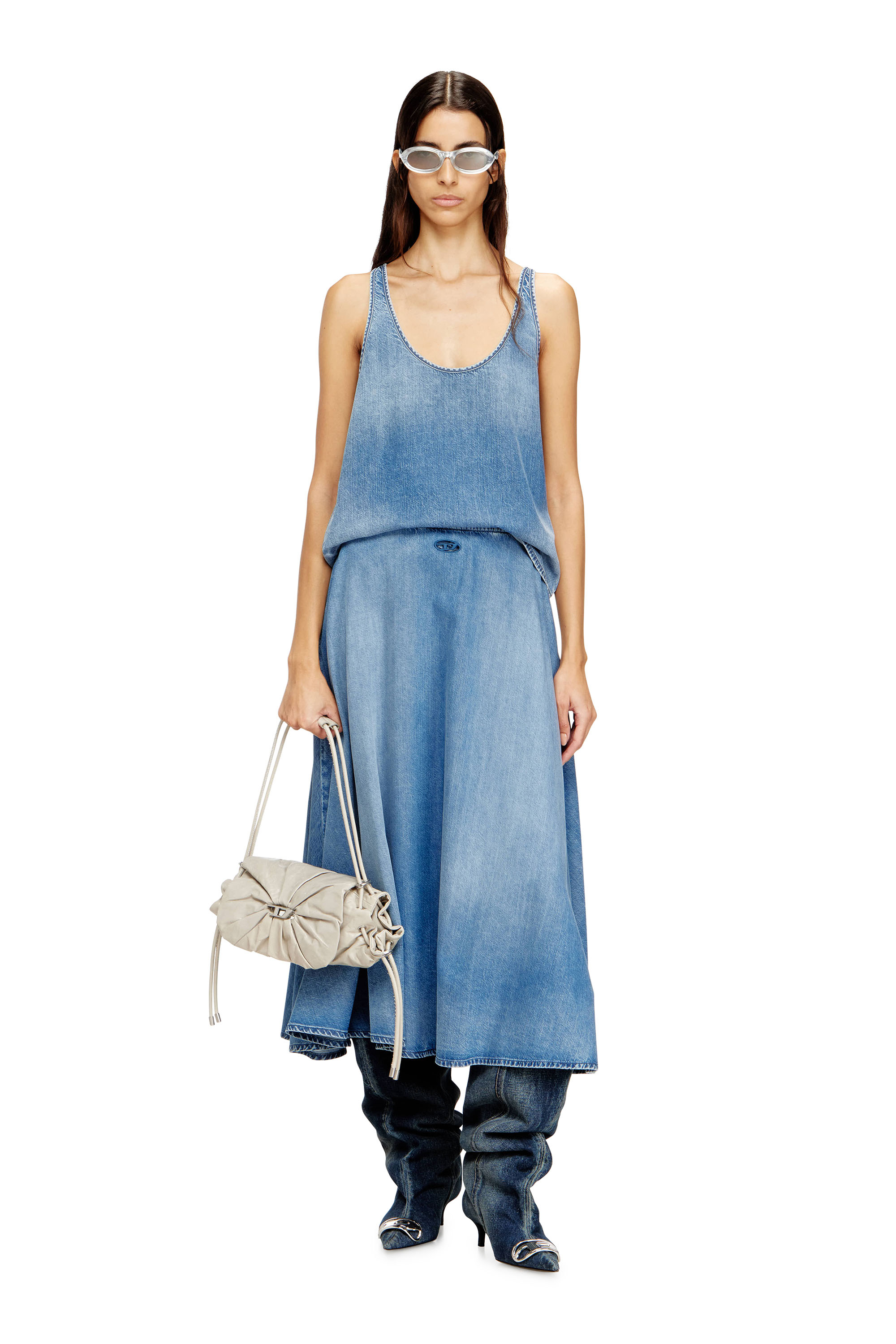 Diesel - DE-MISY-S, Damen Top aus leichtem stonewashed Denim in Hellblau - 2