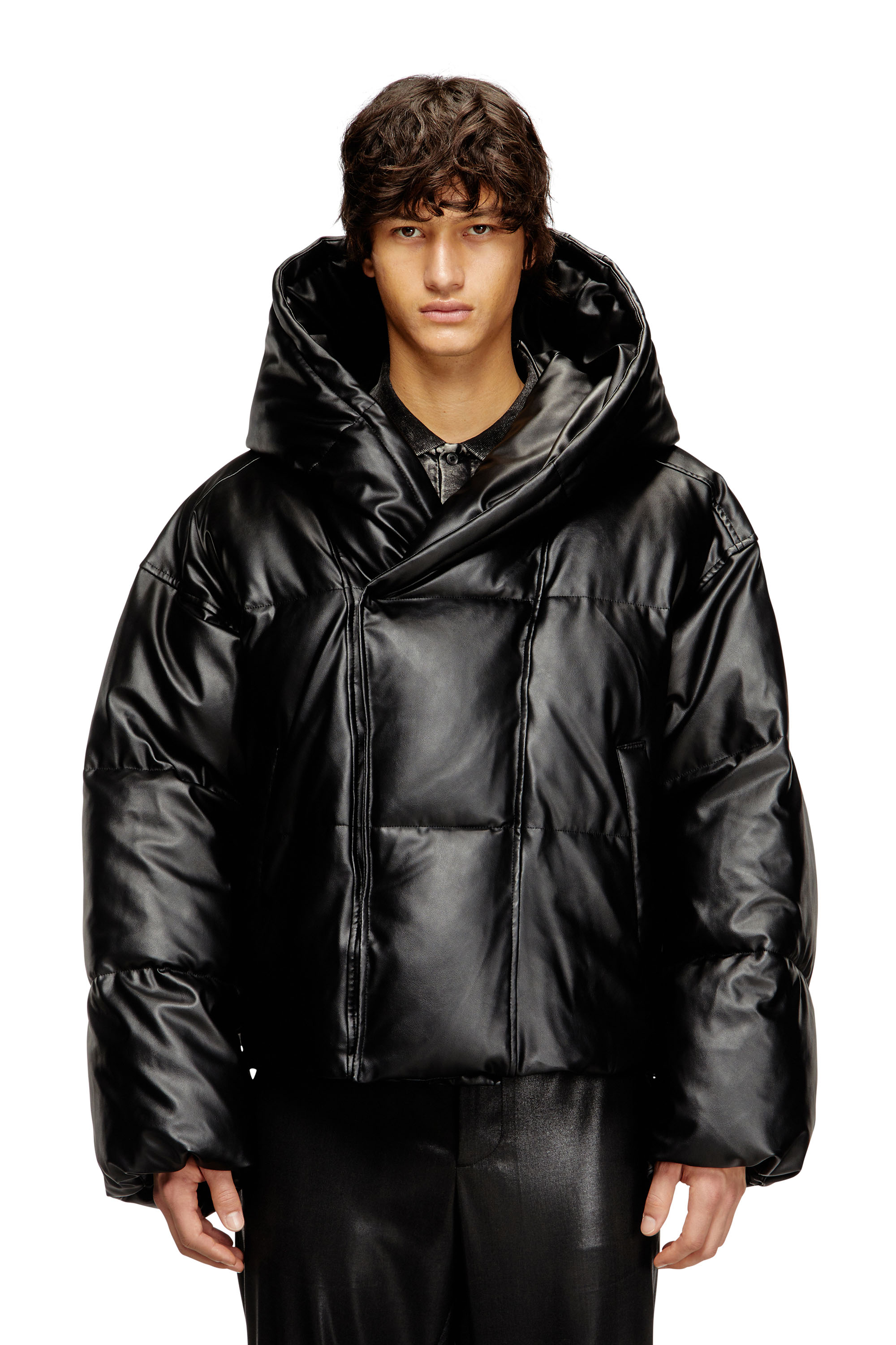Diesel - W-MYLEY, Herren Hooded Steppjacke aus beschichtetem Gewebe in Schwarz - 3