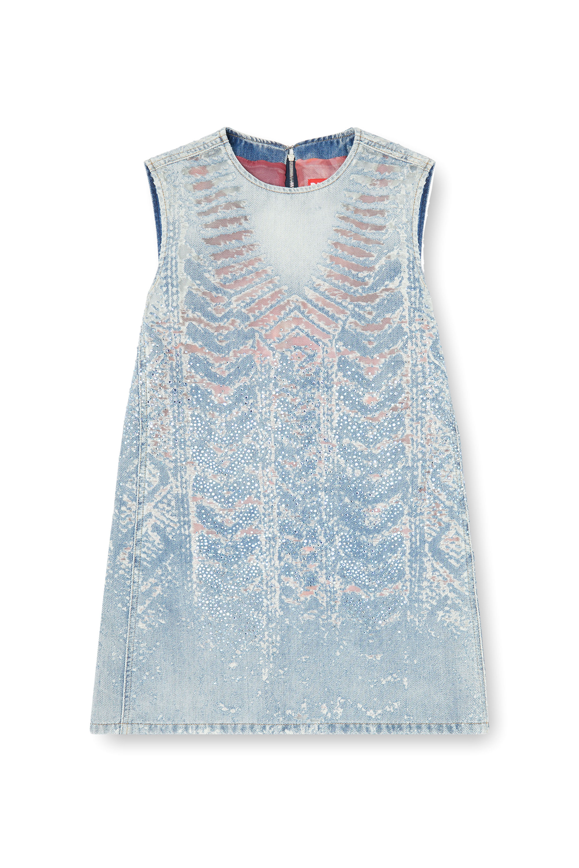 Diesel - DE-MYRELA-S, Damen Minikleid aus microstone devor&eacute; denim in null - 2