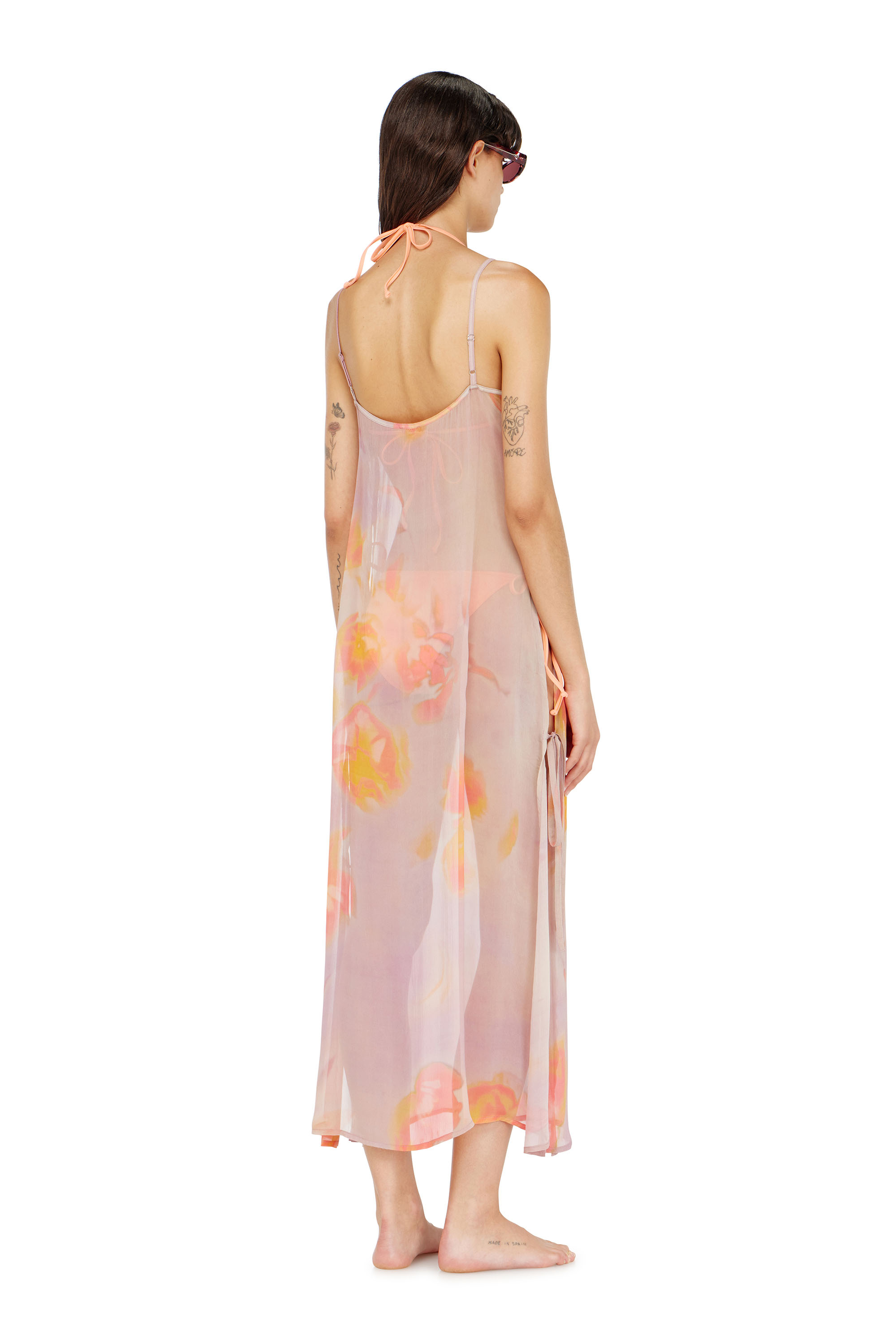 Diesel - VANYA-UTLT, Damen Strandkleid aus Chiffon mit Blumenmuster in null - 4