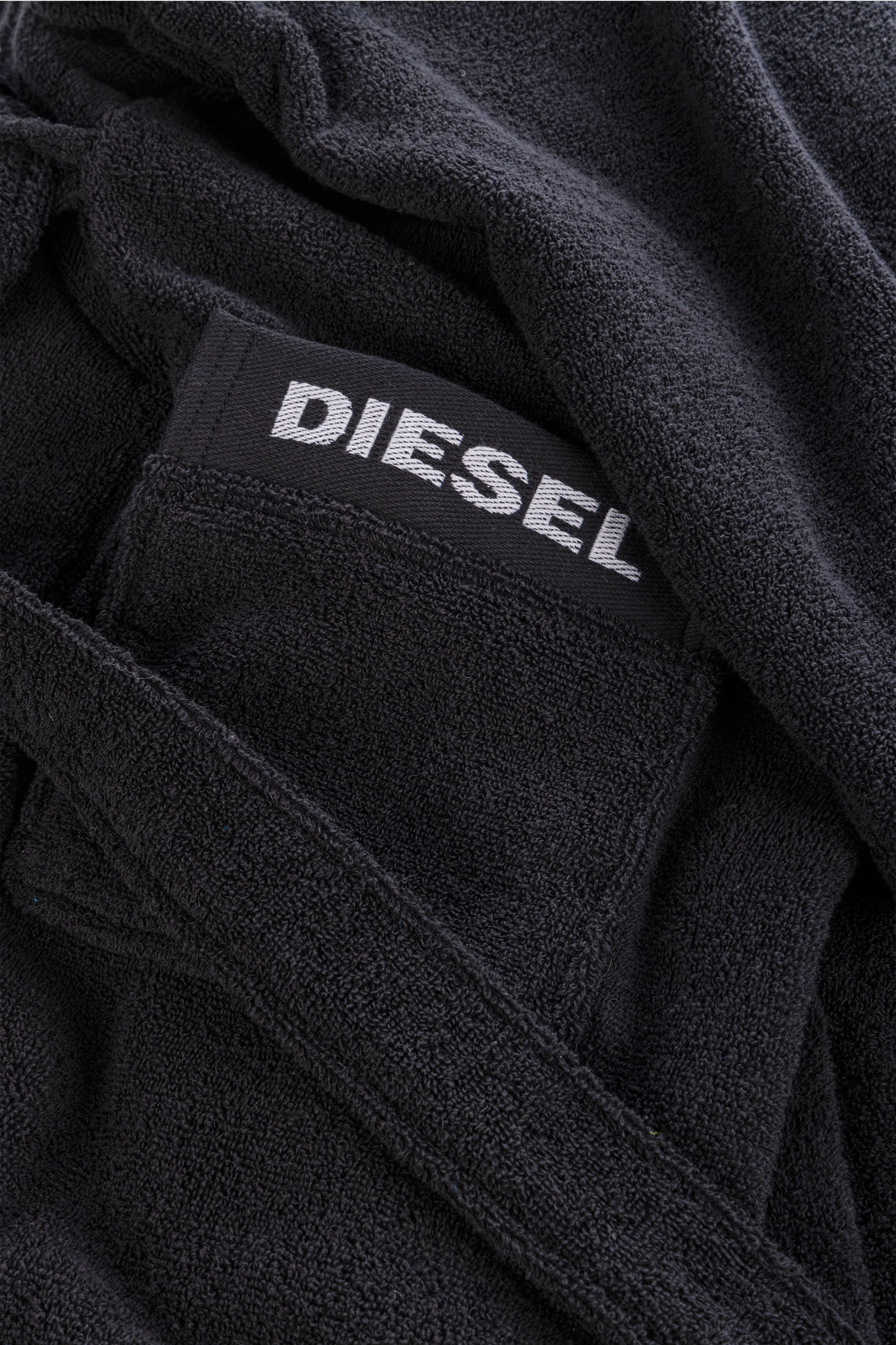 Diesel - 1015115 LOGO-COTTON BATHROBE SIZE M/L BL, Unisex Bademantel aus Baumwoll-Frottee, Gr&ouml;&szlig;e M/L in Schwarz - 2