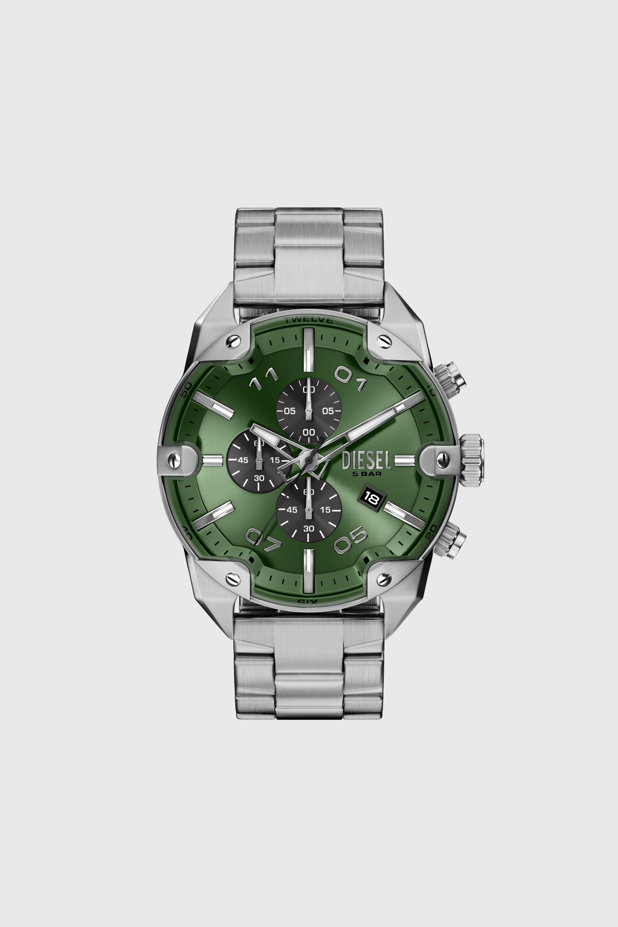 Diesel - DZ4712 WATCH, Herren Spiked Edelstahl-Uhr in Silber - 1