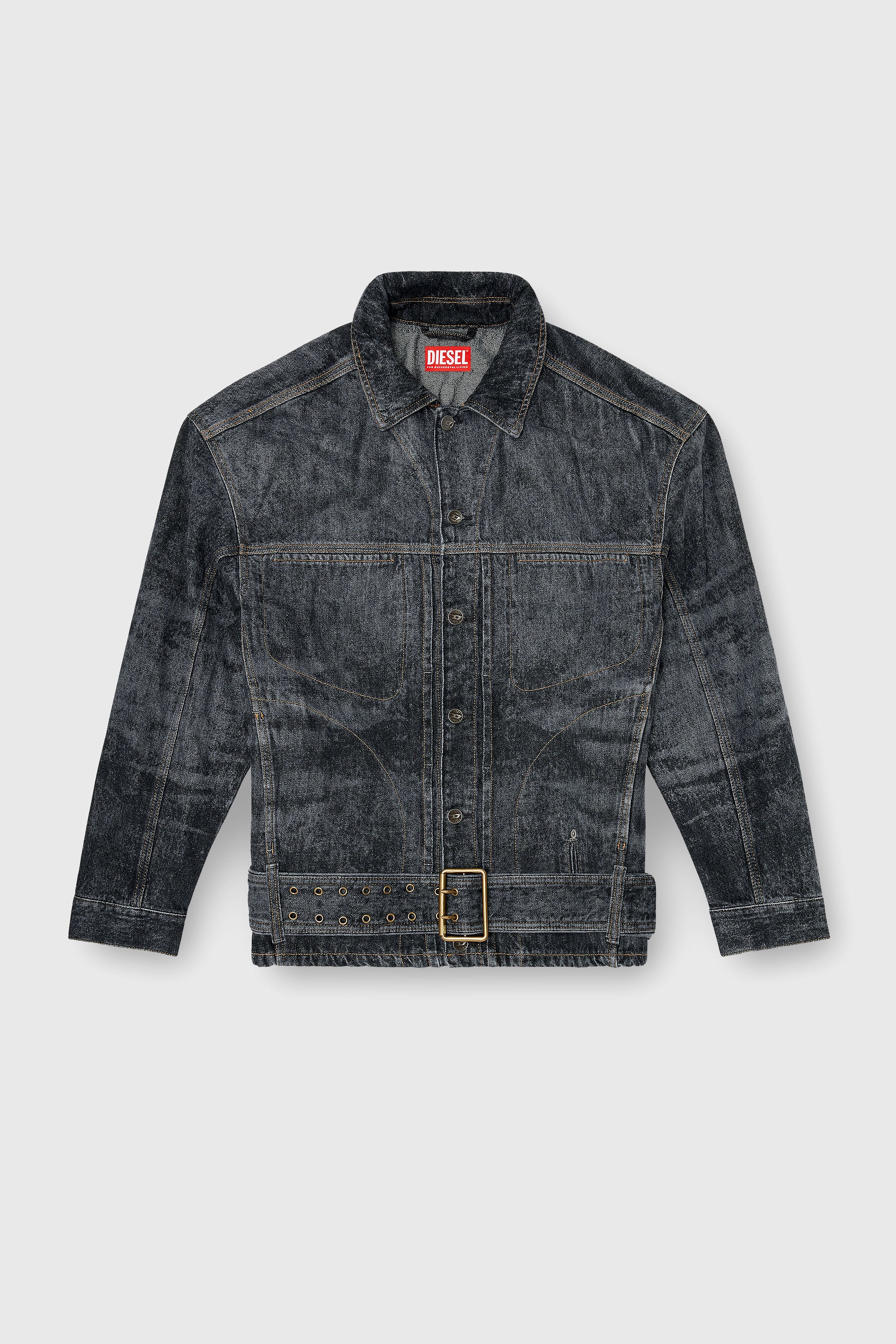 Diesel - D-VALERO-S, Herren Biker-inspirierte Jeansjacke in Dunkelgrau - 2