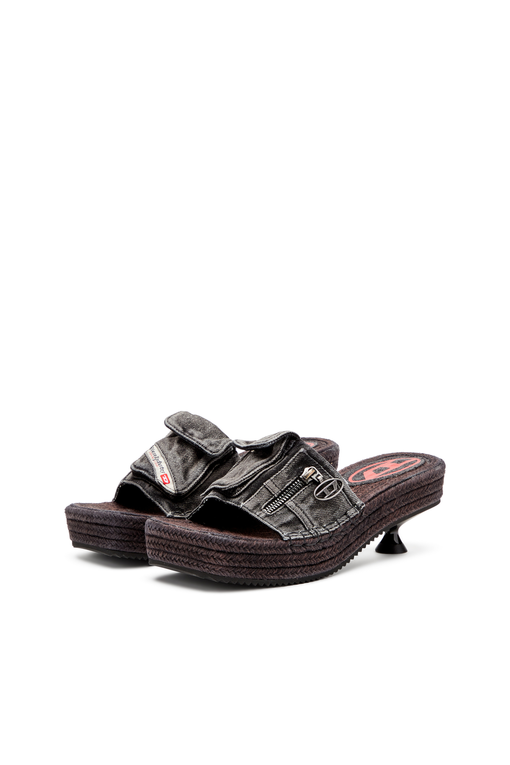 Diesel - D-IBIZA 40 PCK, Damen Espadrilles mit Absatz und Plateau aus Denim in Schwarz - 8