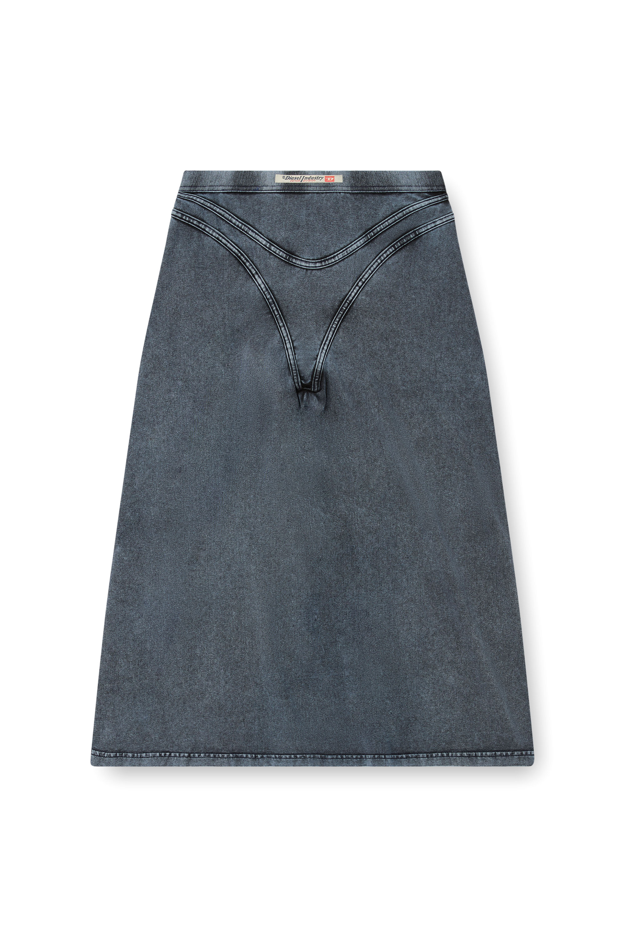 Diesel - O-ALLINE, Damen Midi-Rock aus Jersey in Denim-Optik in Dunkelblau - 3