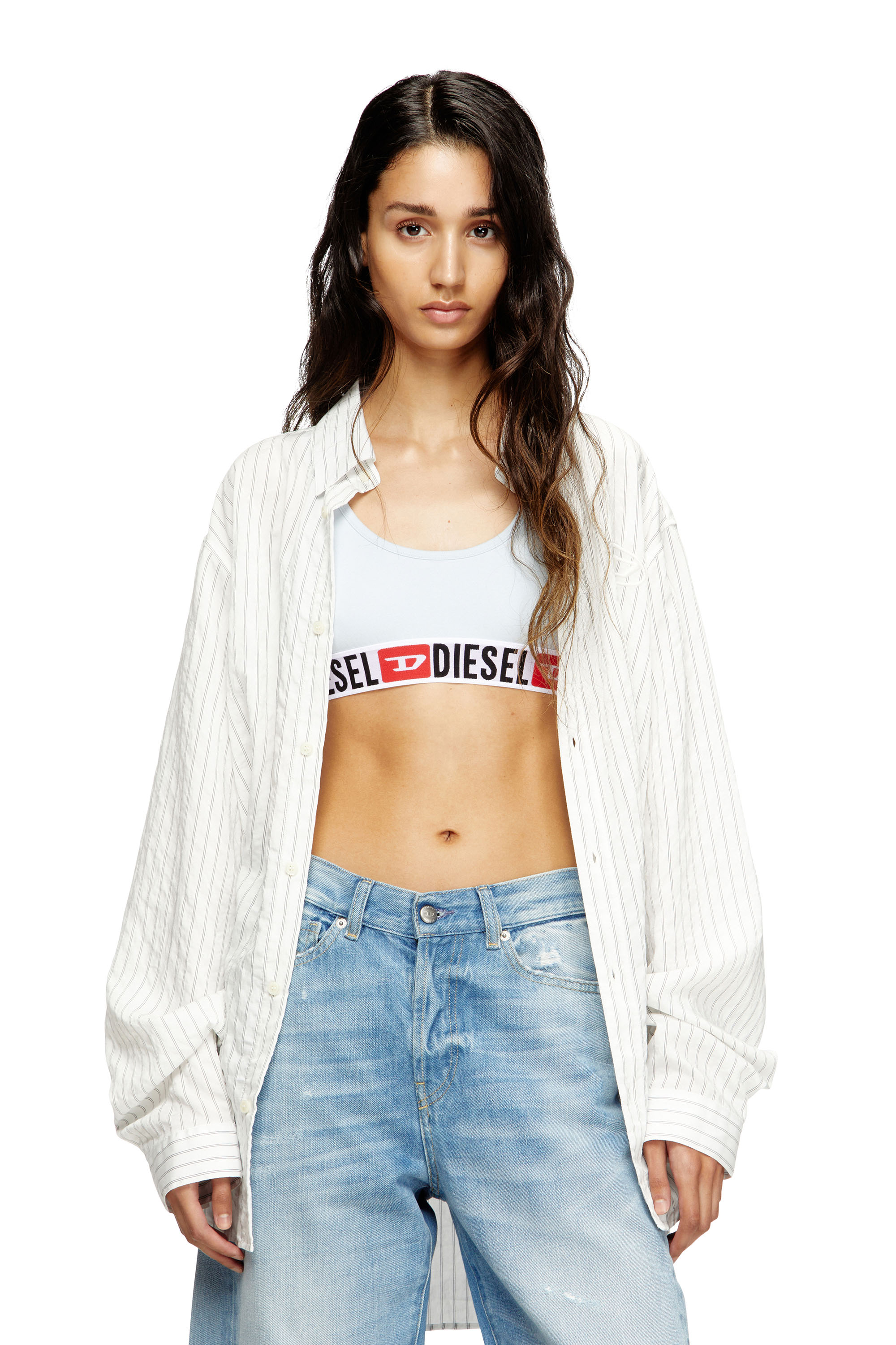 Diesel - UFSB-ORIBA, Damen Bralette mit Logoband in Hellgrau - 5