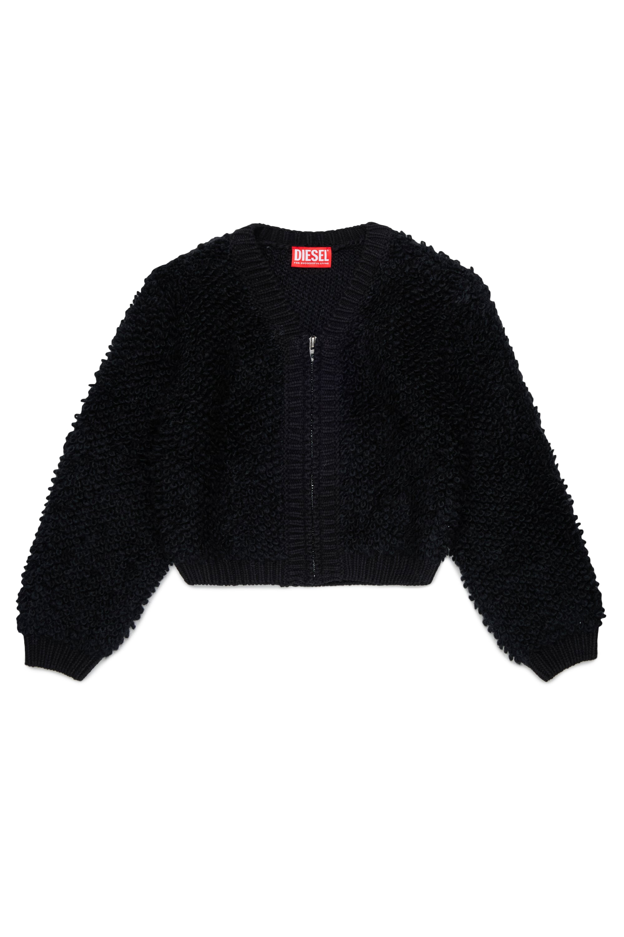Diesel - KRIM, Damen Zip-Cardigan aus strukturiertem Boucl&eacute;-Strick in Schwarz - 1