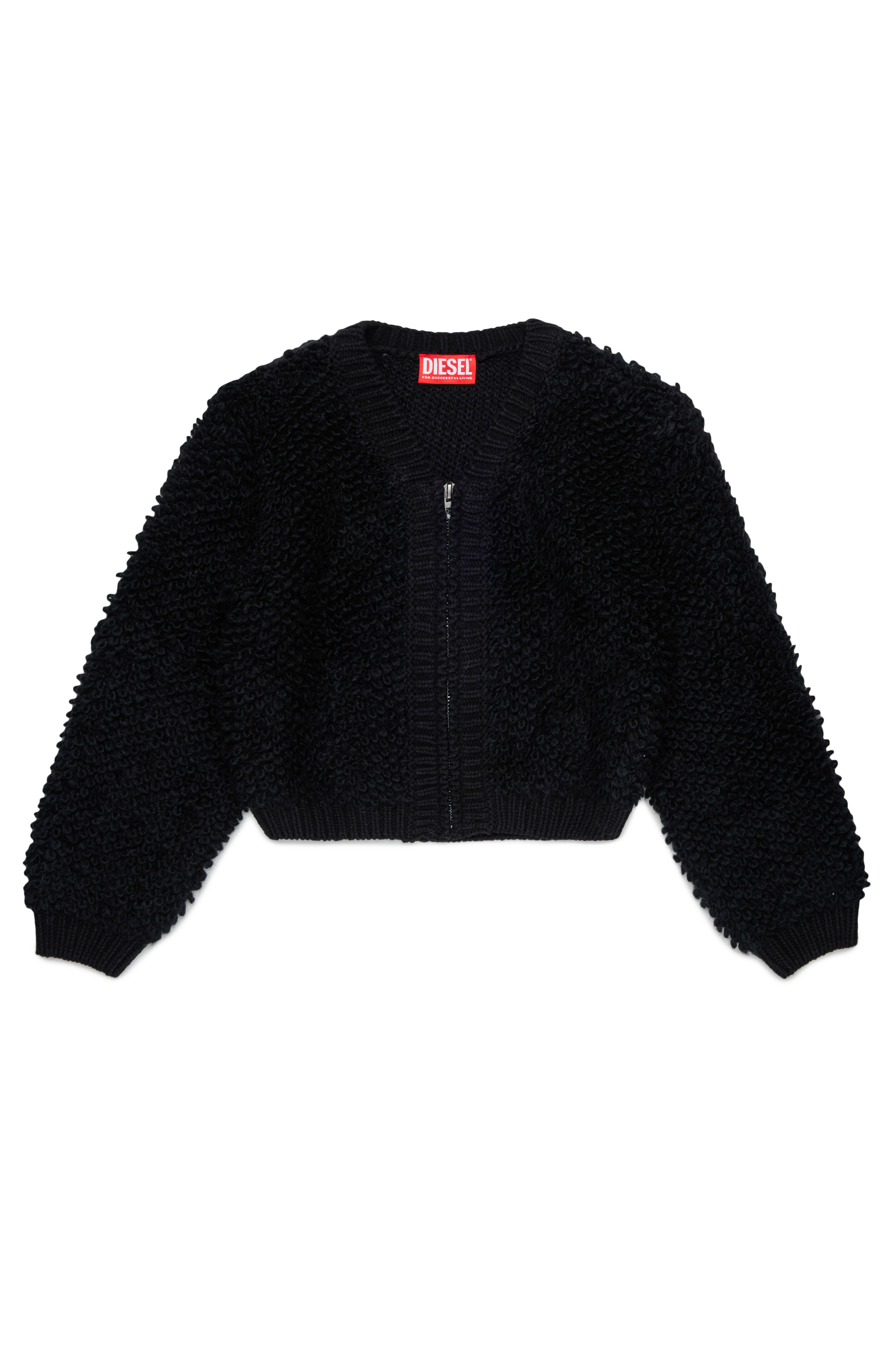 Diesel - KRIM, Damen Zip-Cardigan aus strukturiertem Boucl&eacute;-Strick in Schwarz - 1