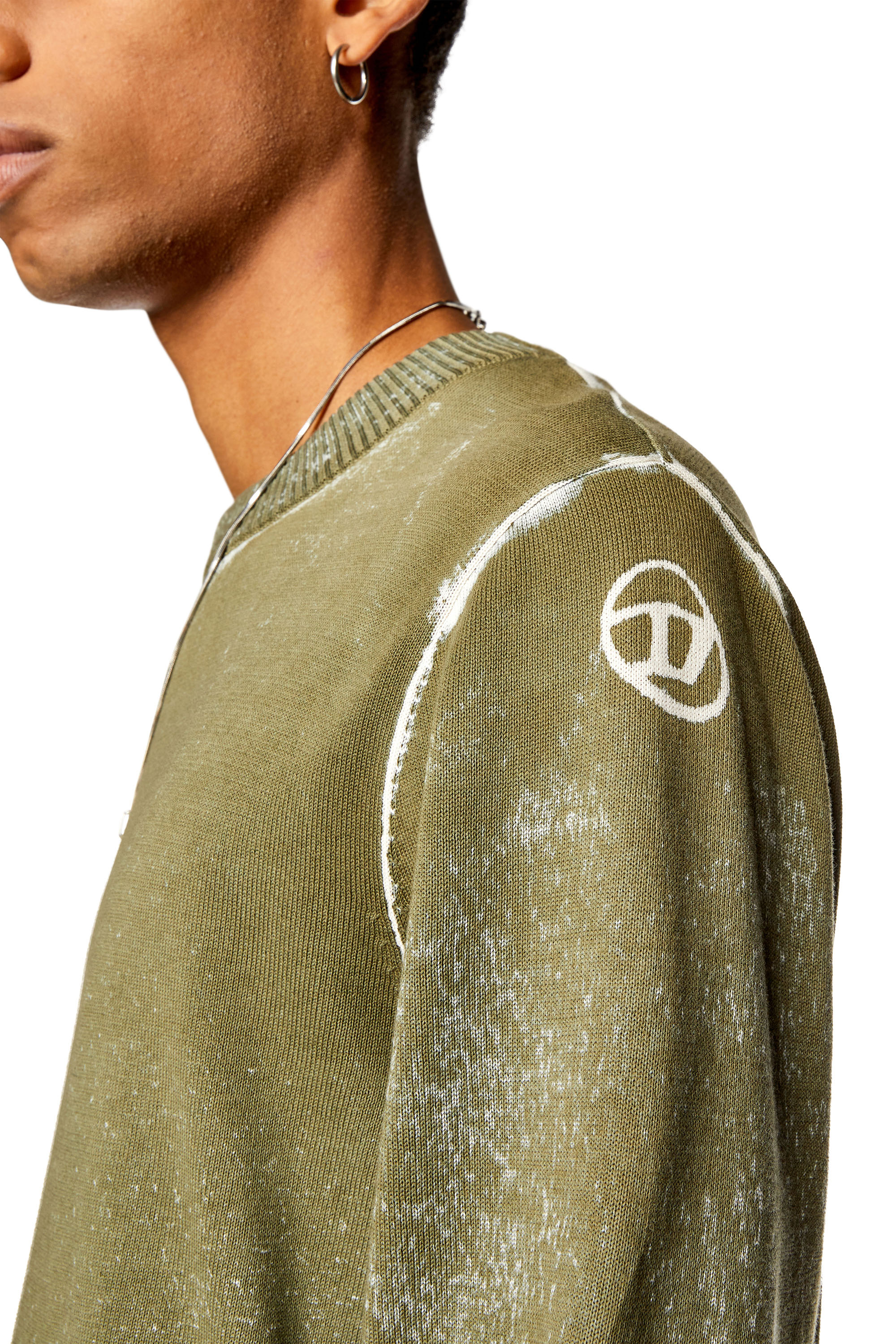 Diesel - K-LARENCE-B, Herren Pullover aus Baumwolle mit Innen-Print in Grün - Image 5