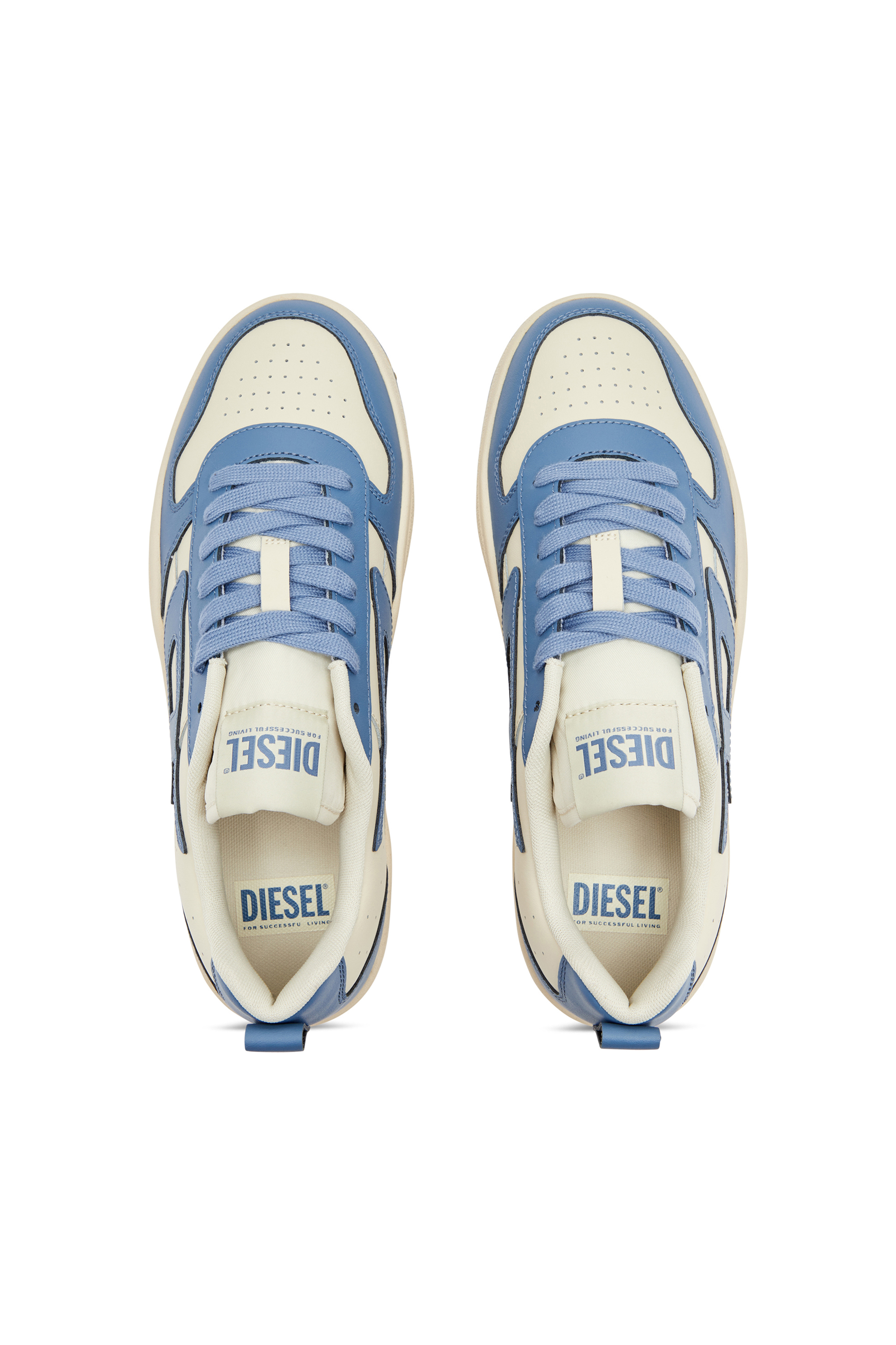 Diesel - S-UKIYO V2 LOW, Herren S-Ukiyo Low-Low Top-Sneakers aus Leder und Nylon in Blau/Weiss - 5