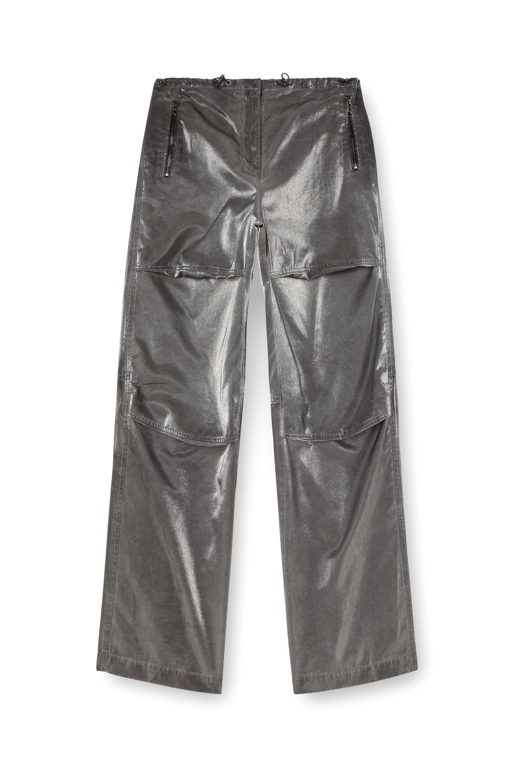 Diesel - P-RODIGE, Damen Cargohose aus Satin in Grau - 3