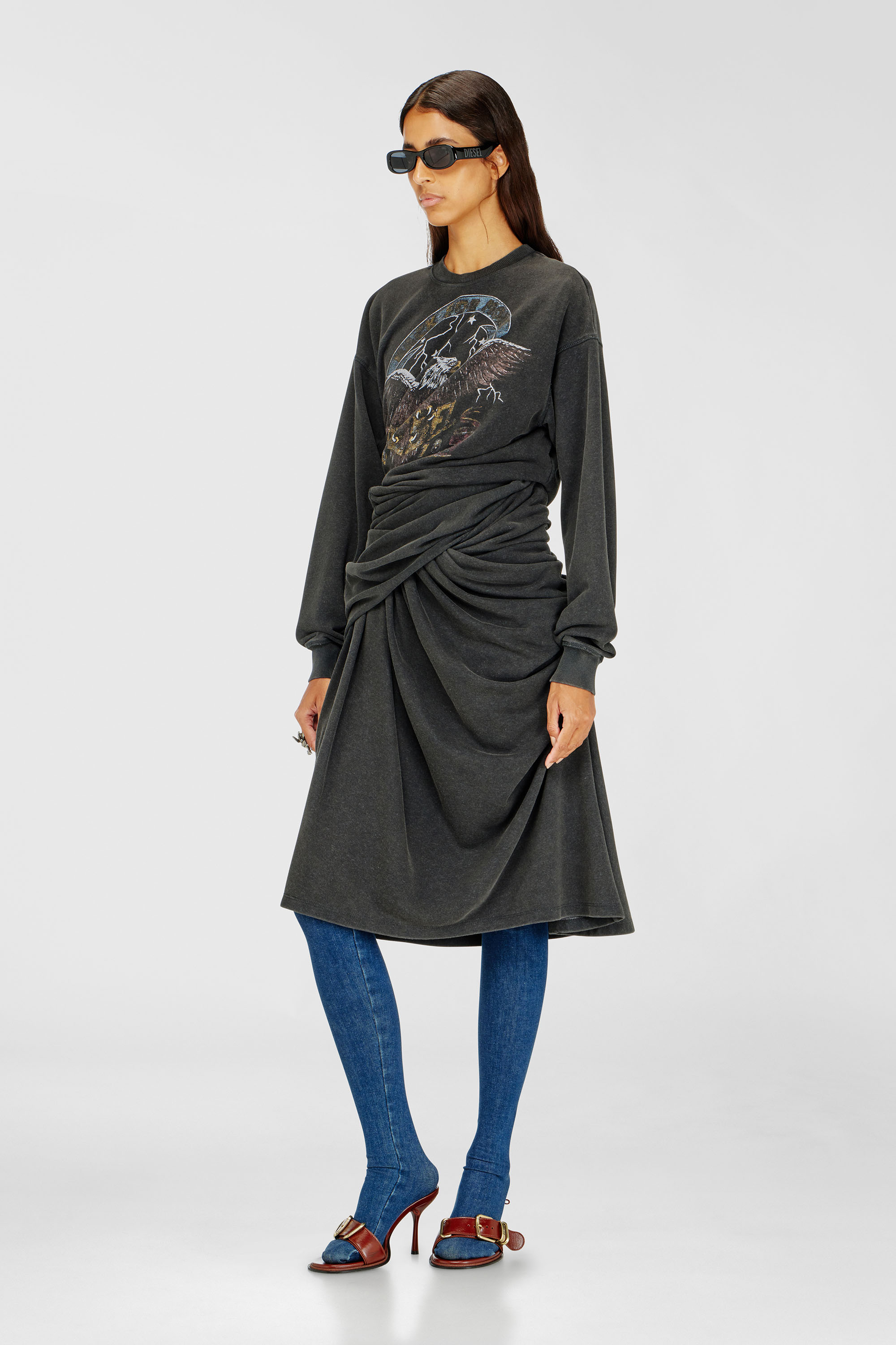 Diesel - D-NENCY, Damen Sweatshirt-Kleid mit Konzertgrafiken in null - 3
