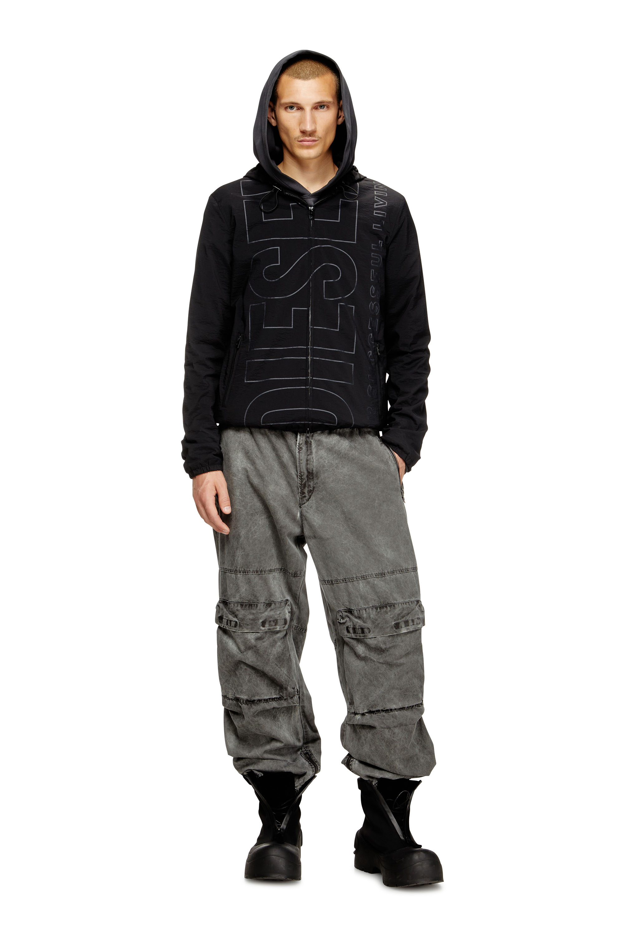 Diesel - J-ANDREW, Herren Jacke aus Nylon mit Umriss-Logo in Schwarz - 4