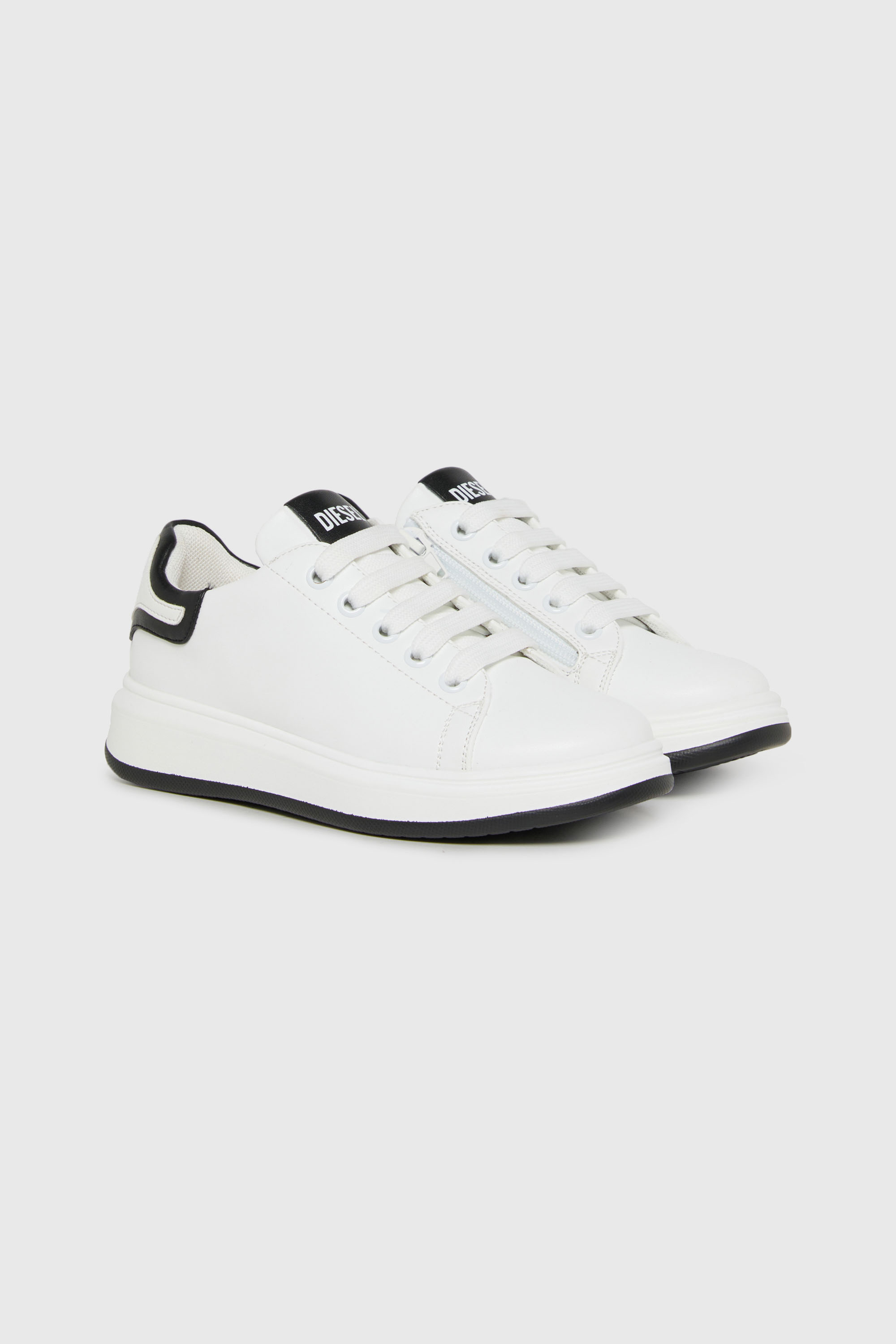 Diesel - S-MEQUIPLA, Unisex S-MEQUIPLA-Sneakers mit kontrastierenden Bes&auml;tzen in Weiss/Schwarz - 2