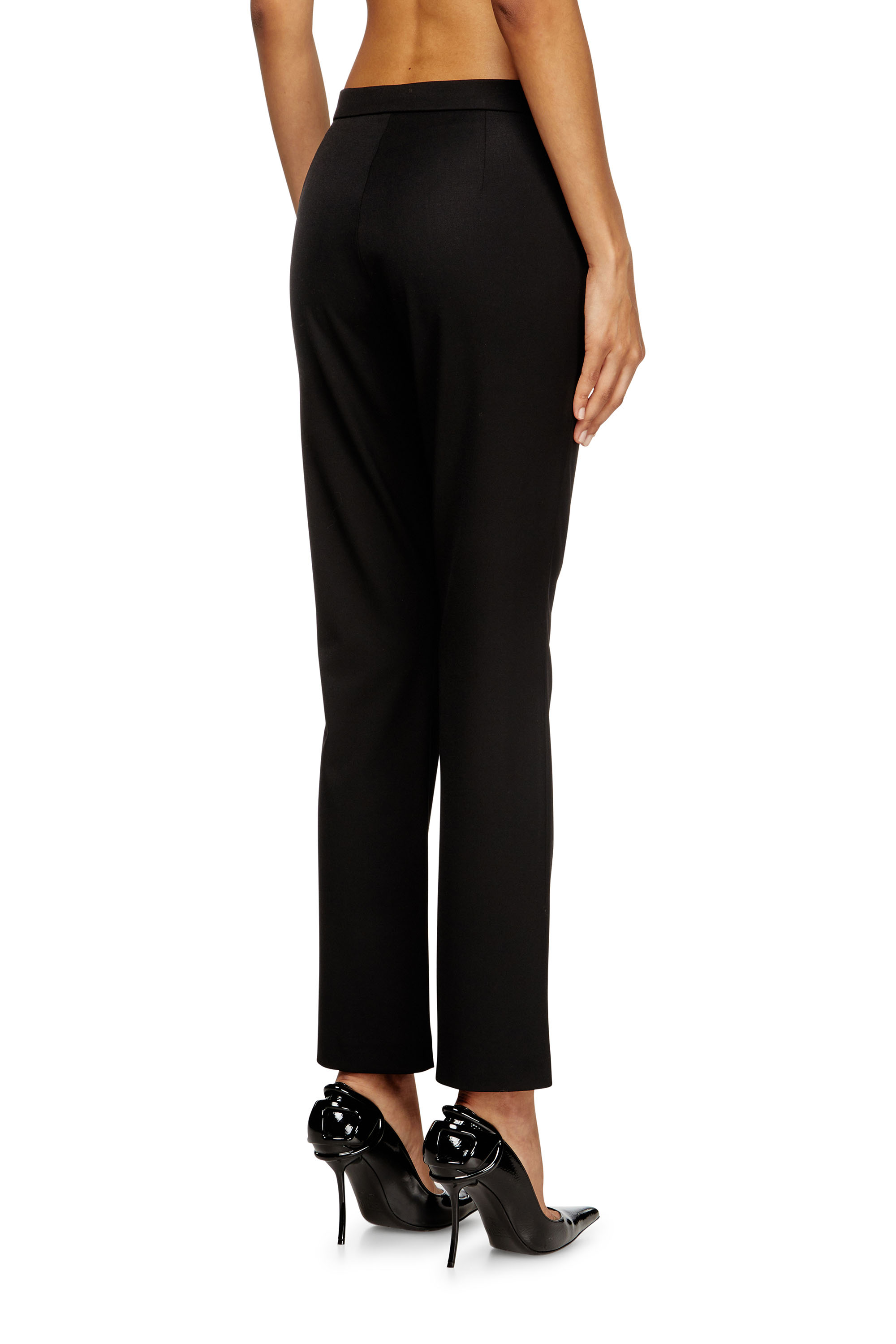 Diesel - P-LACER-R2, Damen Hosen aus Wollmischung mit Paspeltaschen in Schwarz - 4